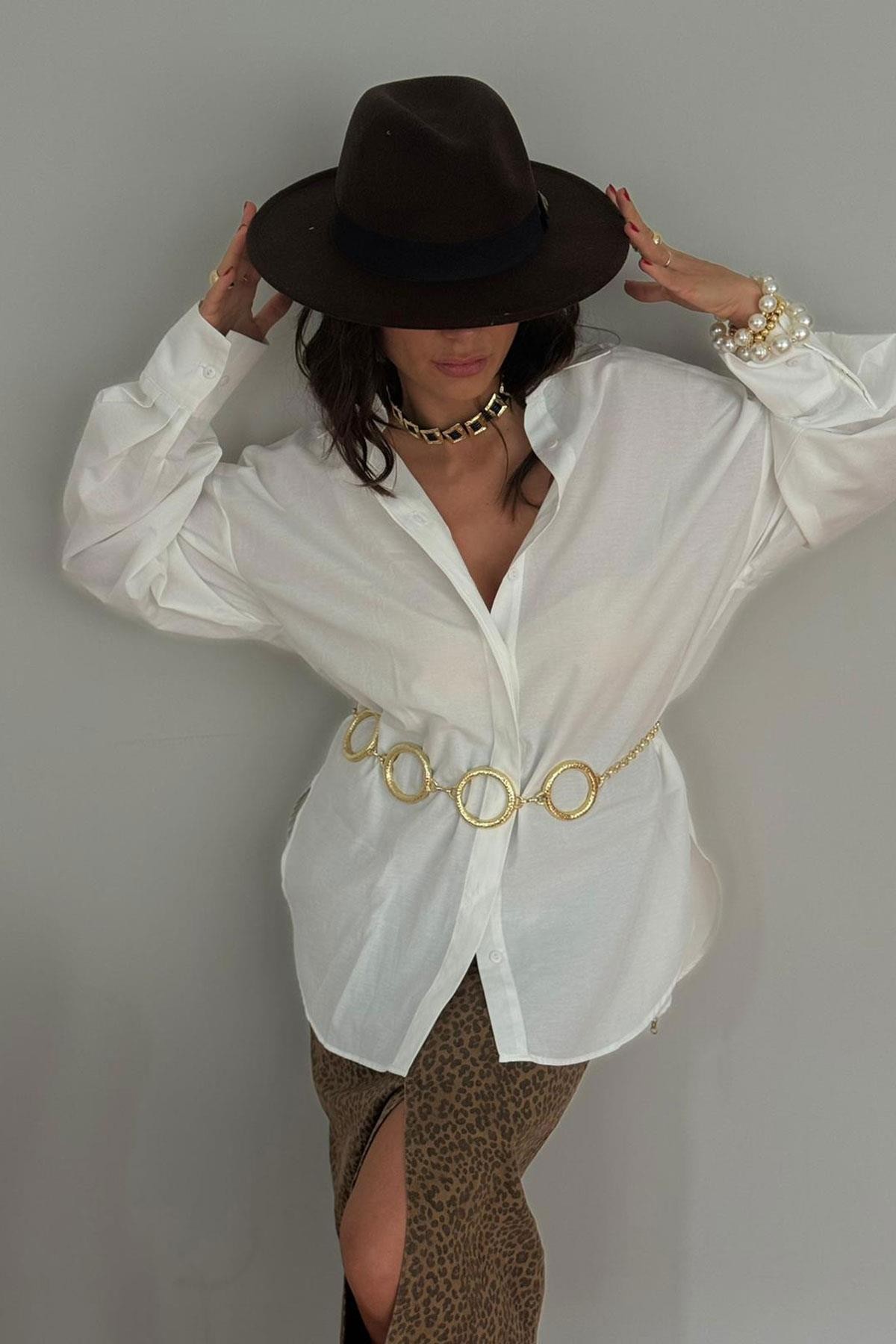 Halka Model Gold Detaylı Kemer