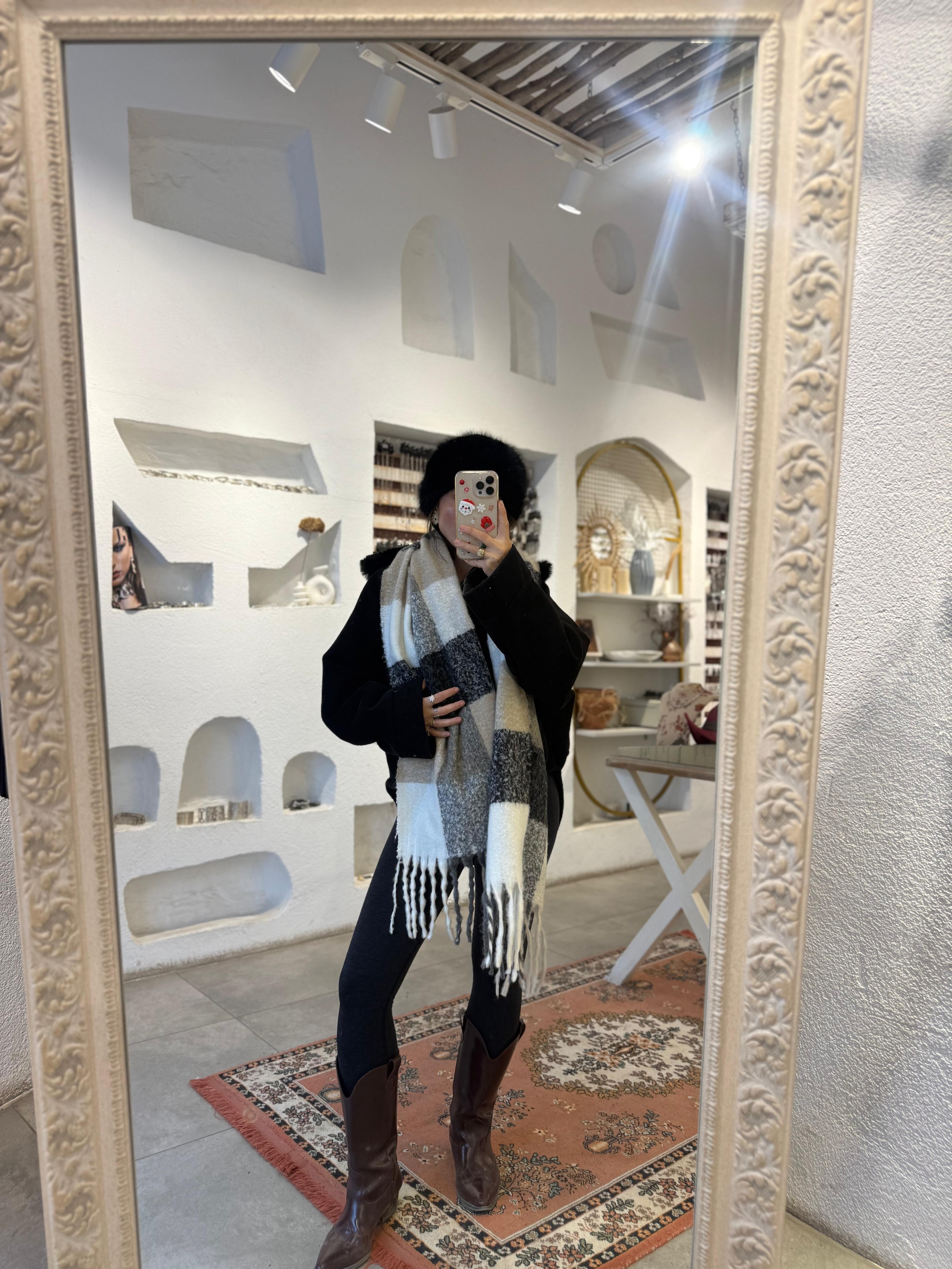 Siyah Ve Kahve Kalın Atkı