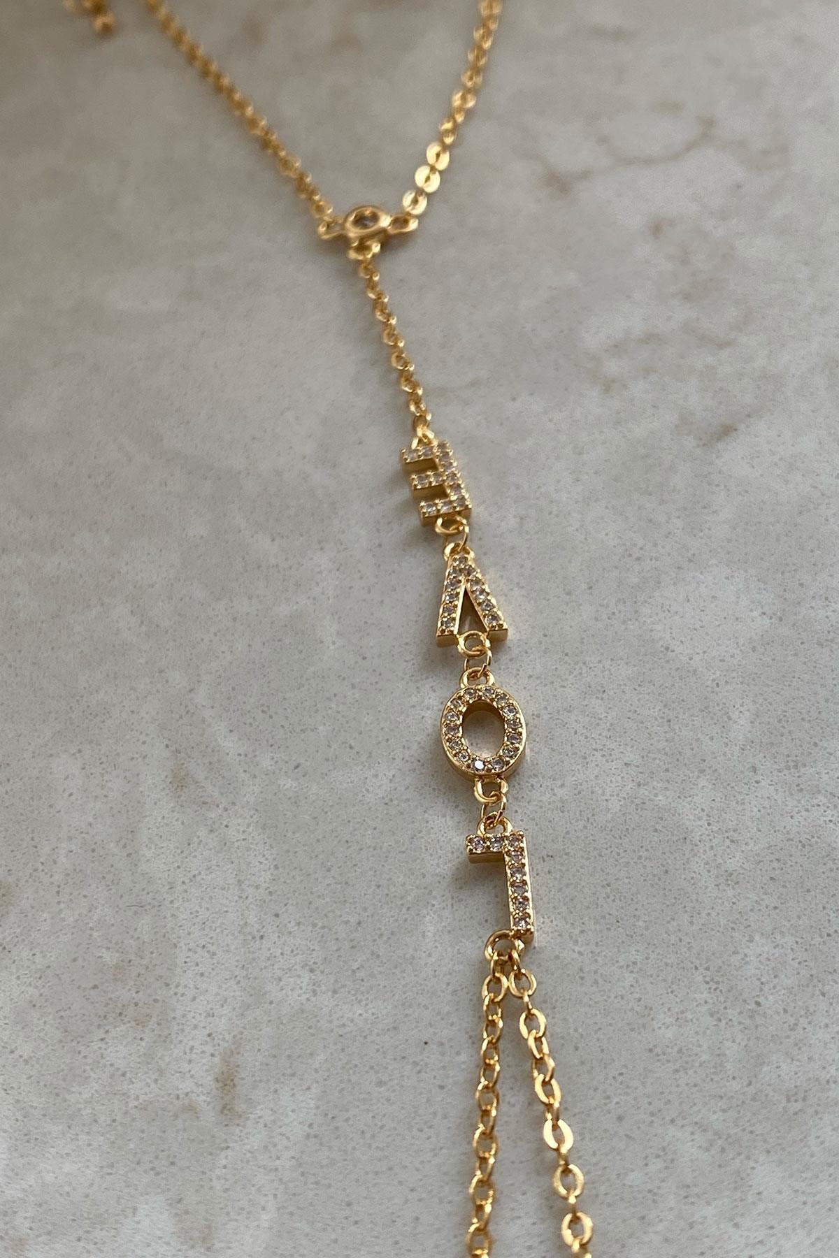 Love Taşlı Model Gold Detaylı Kaplama Şahmeran