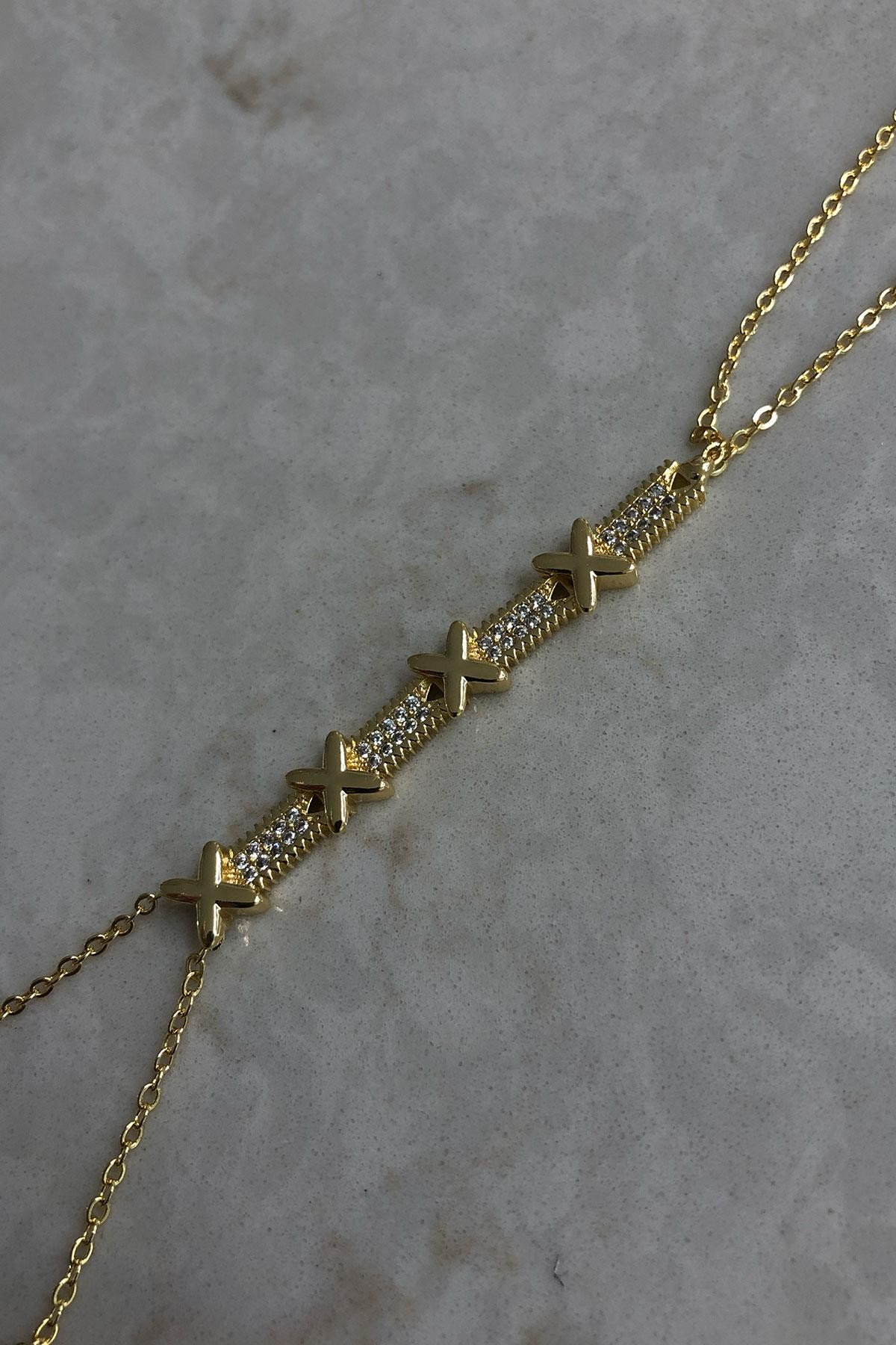 Çarpı Taşlı Model Gold Detaylı Kaplama Şahmeran