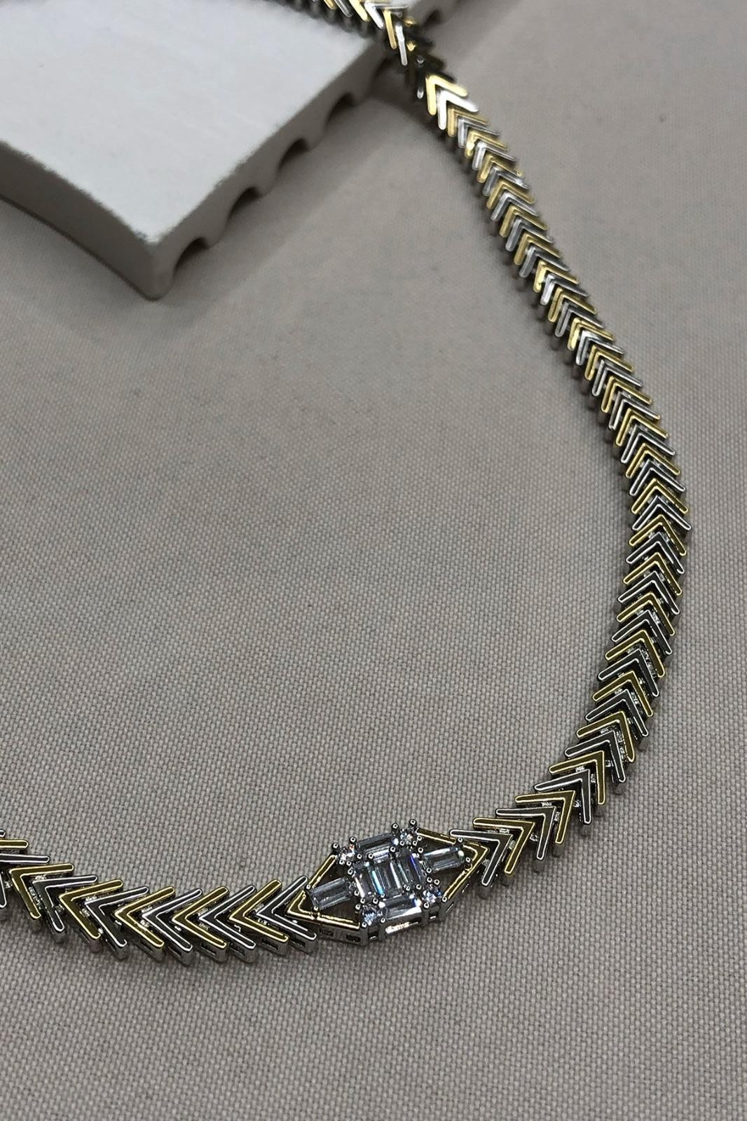 Gold Gümüş Ok Model Kaplama Kolye