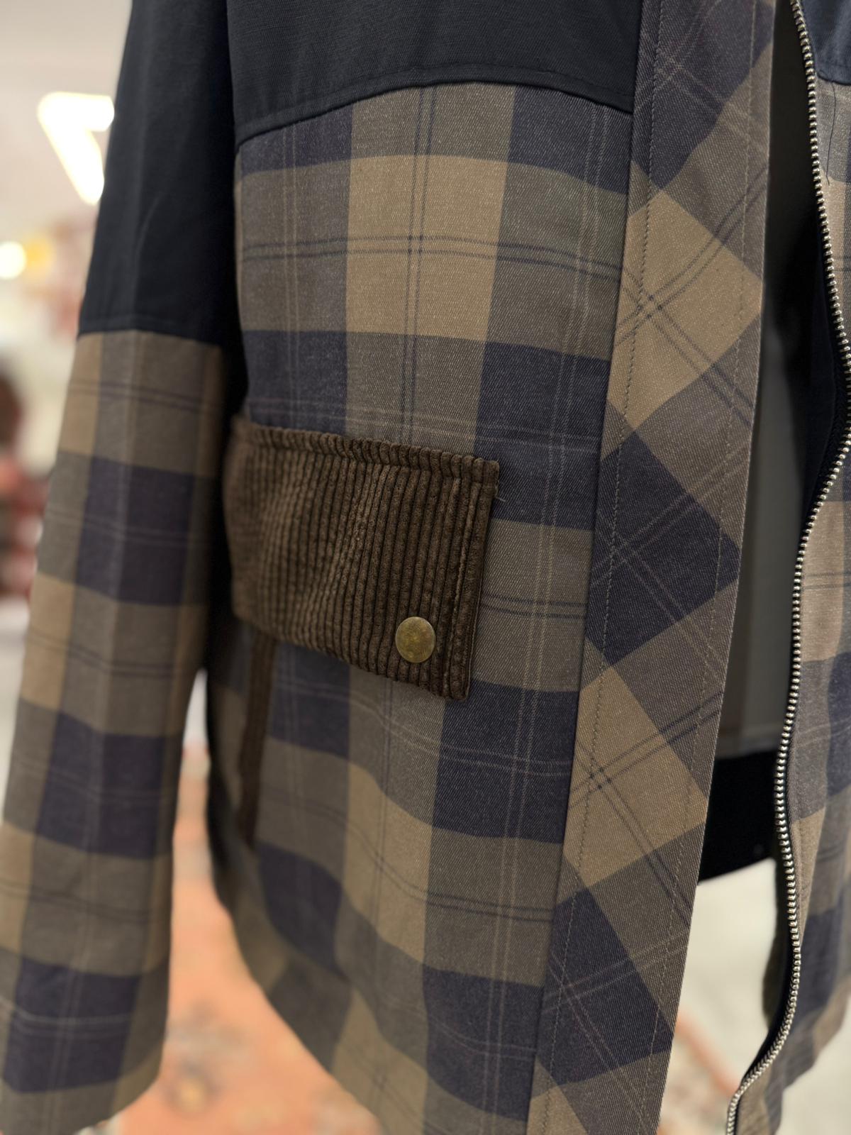 Yakası Kadife Kareli Mont