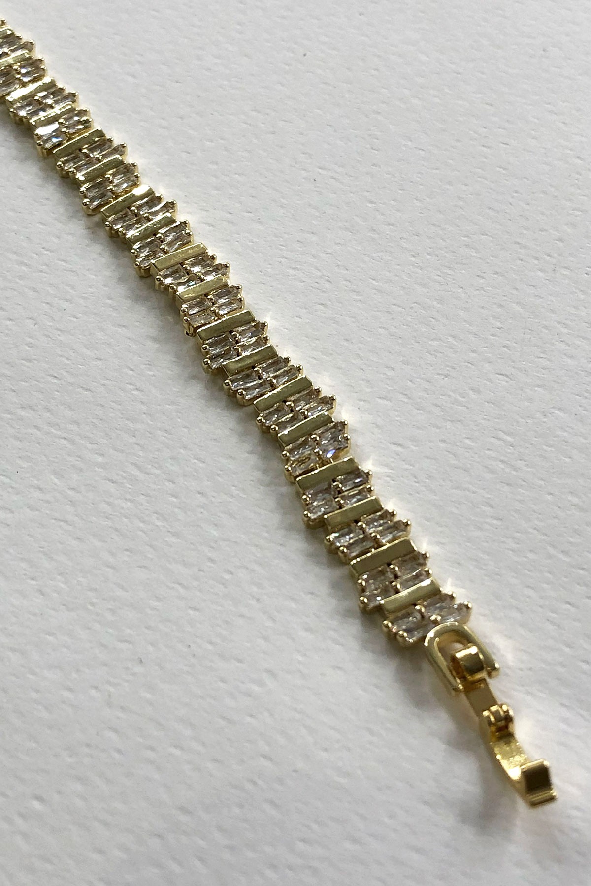 Dikdörtgen Taşlı Gold Detaylı Xp Kaplama Bileklik
