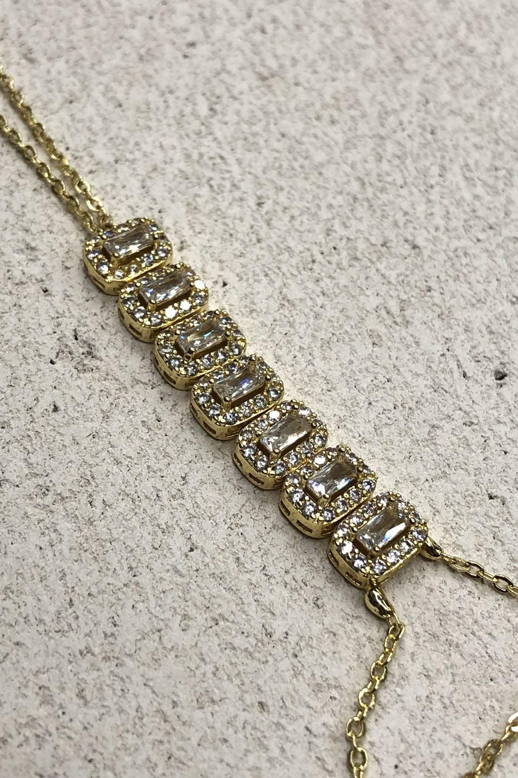 Dikdörtgen Model Zirkon Taş Gold Şahmeran