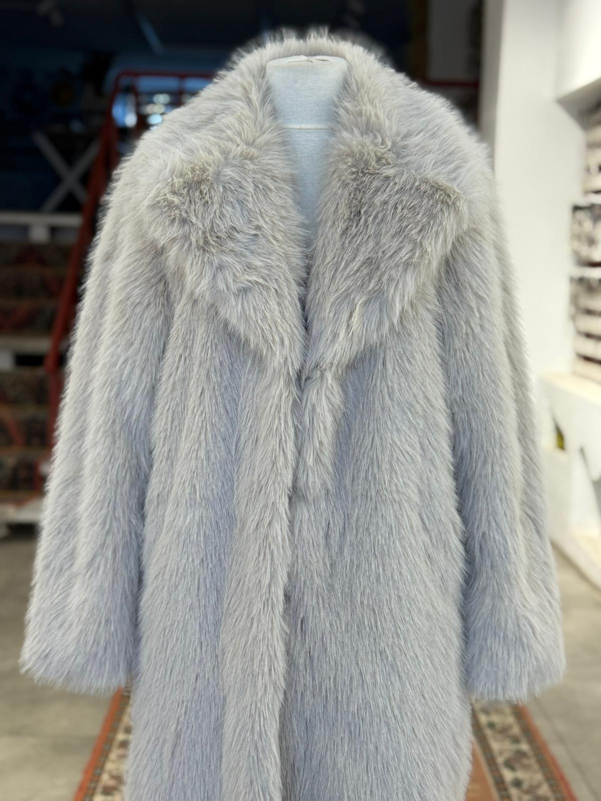 Uzun Taş Rengi Peluş Kürk