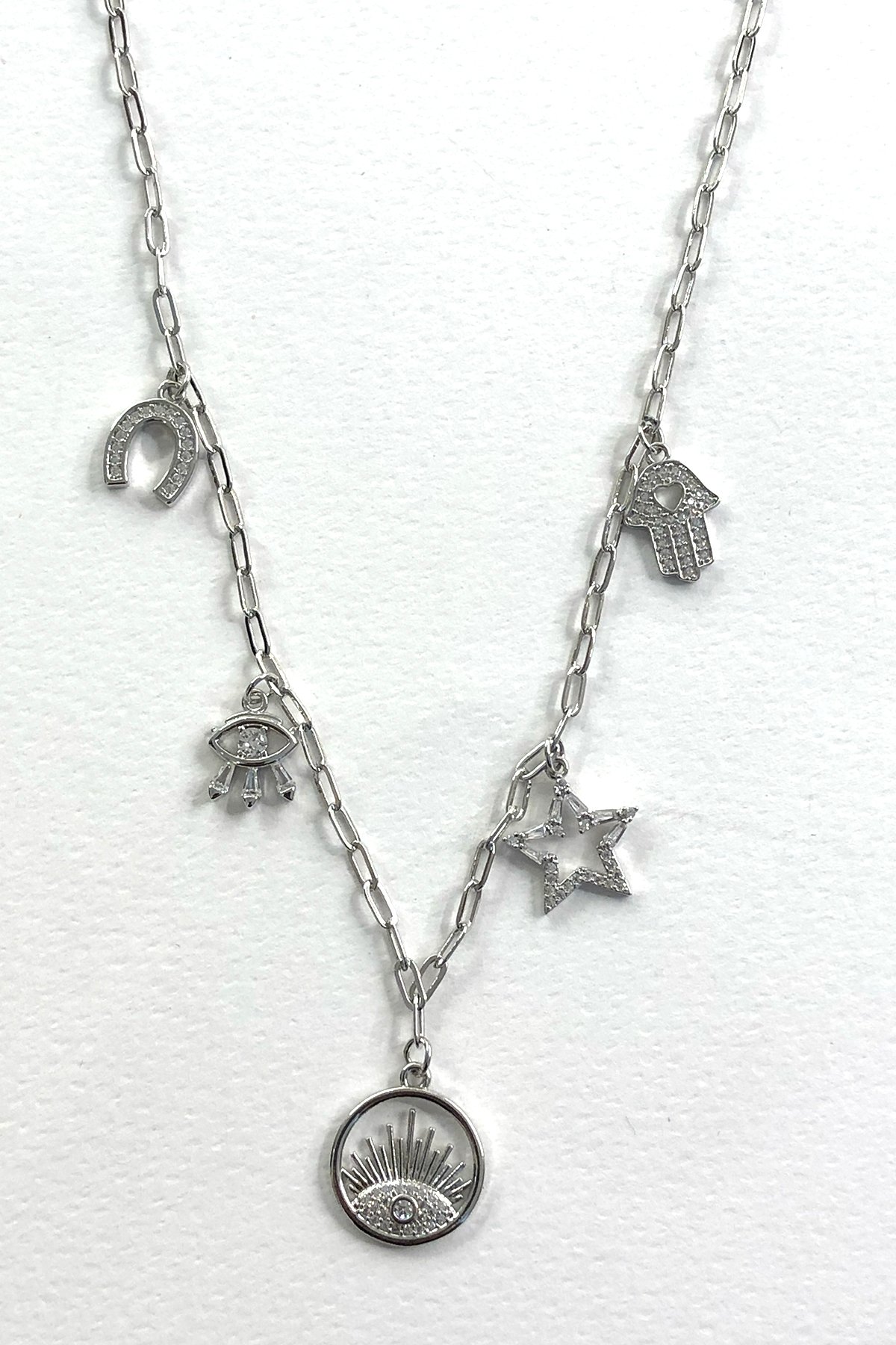 Sembol Model Silver Detaylı Kolye