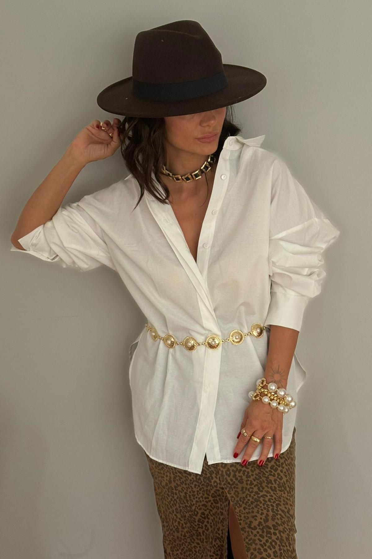 İnci Model Yuvarlak Gold Detaylı Kemer