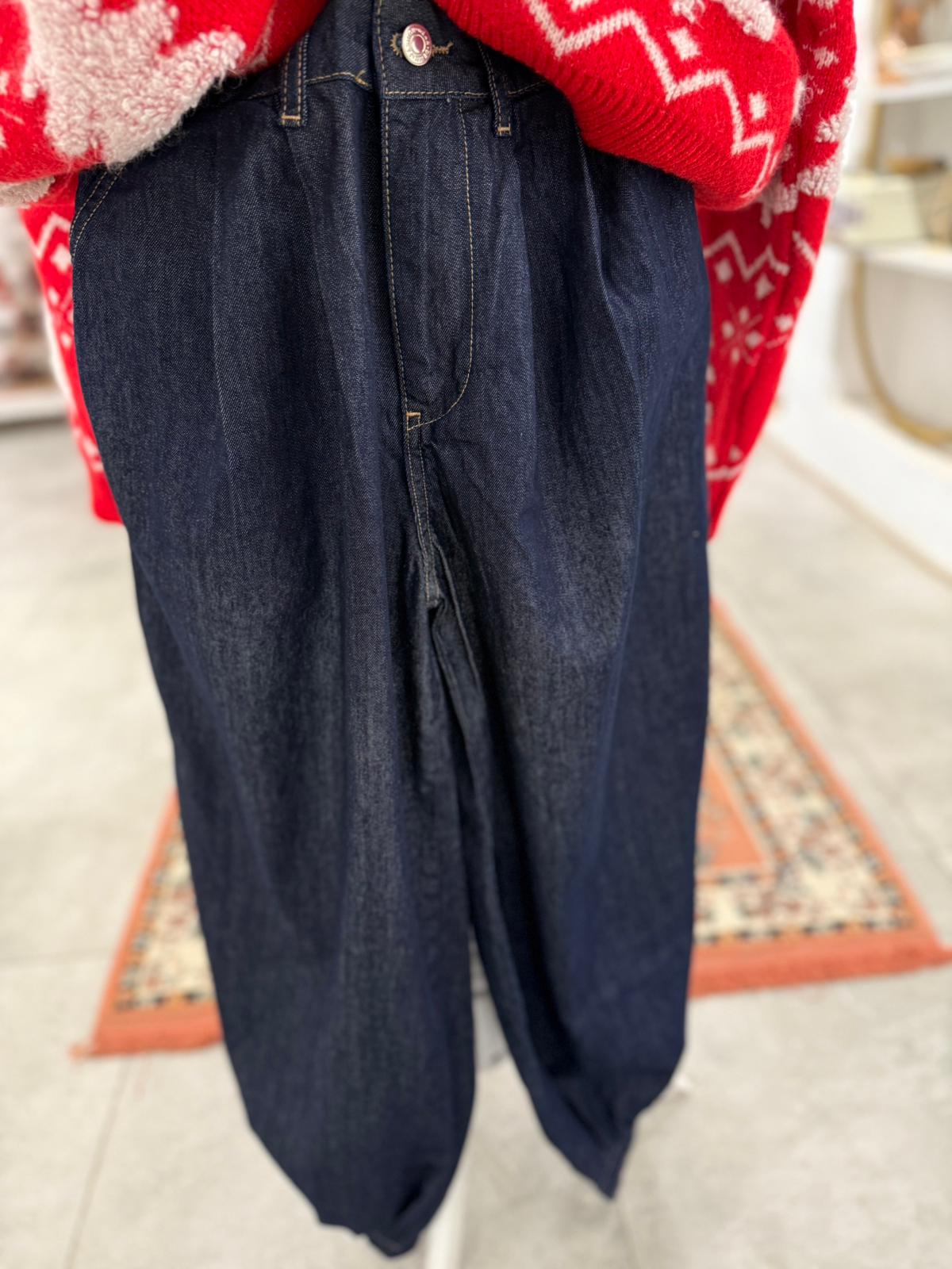 Lacivert Kot Şalvar Pantolon