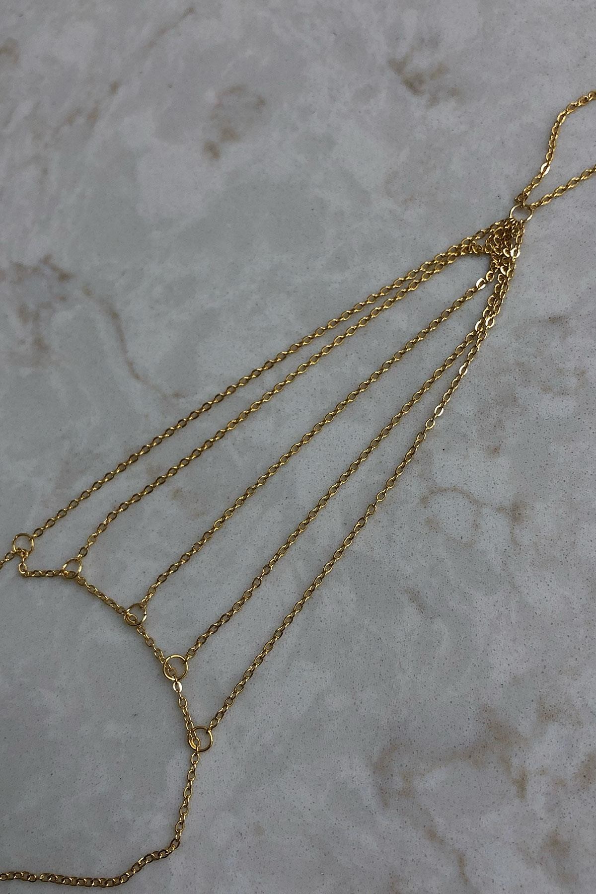 Sıralı Zincir Model Gold Detaylı Çelik Şahmeran