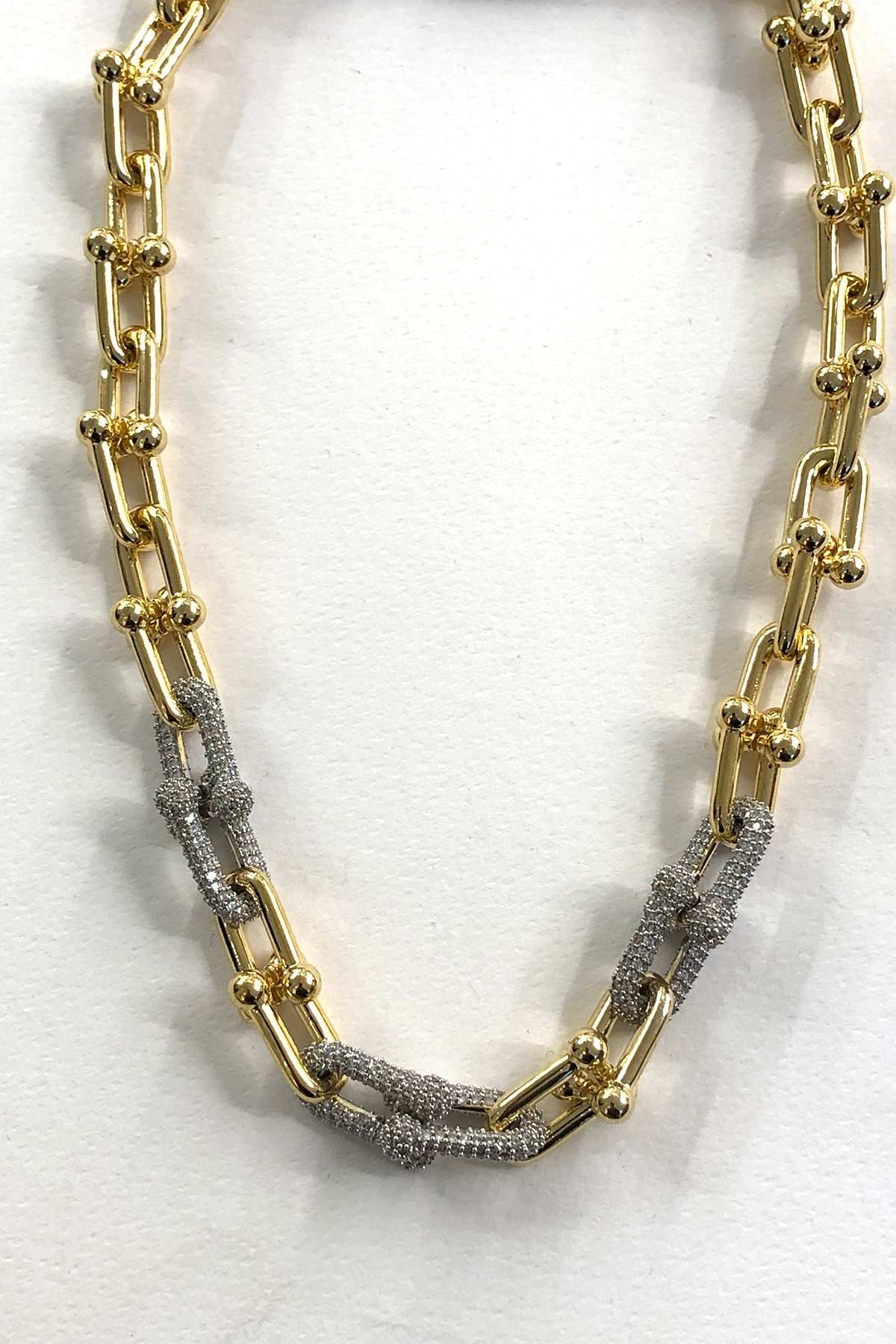 Tiffany Model Beyaz Taşlı Gold Detaylı Xp Kaplama Kolye