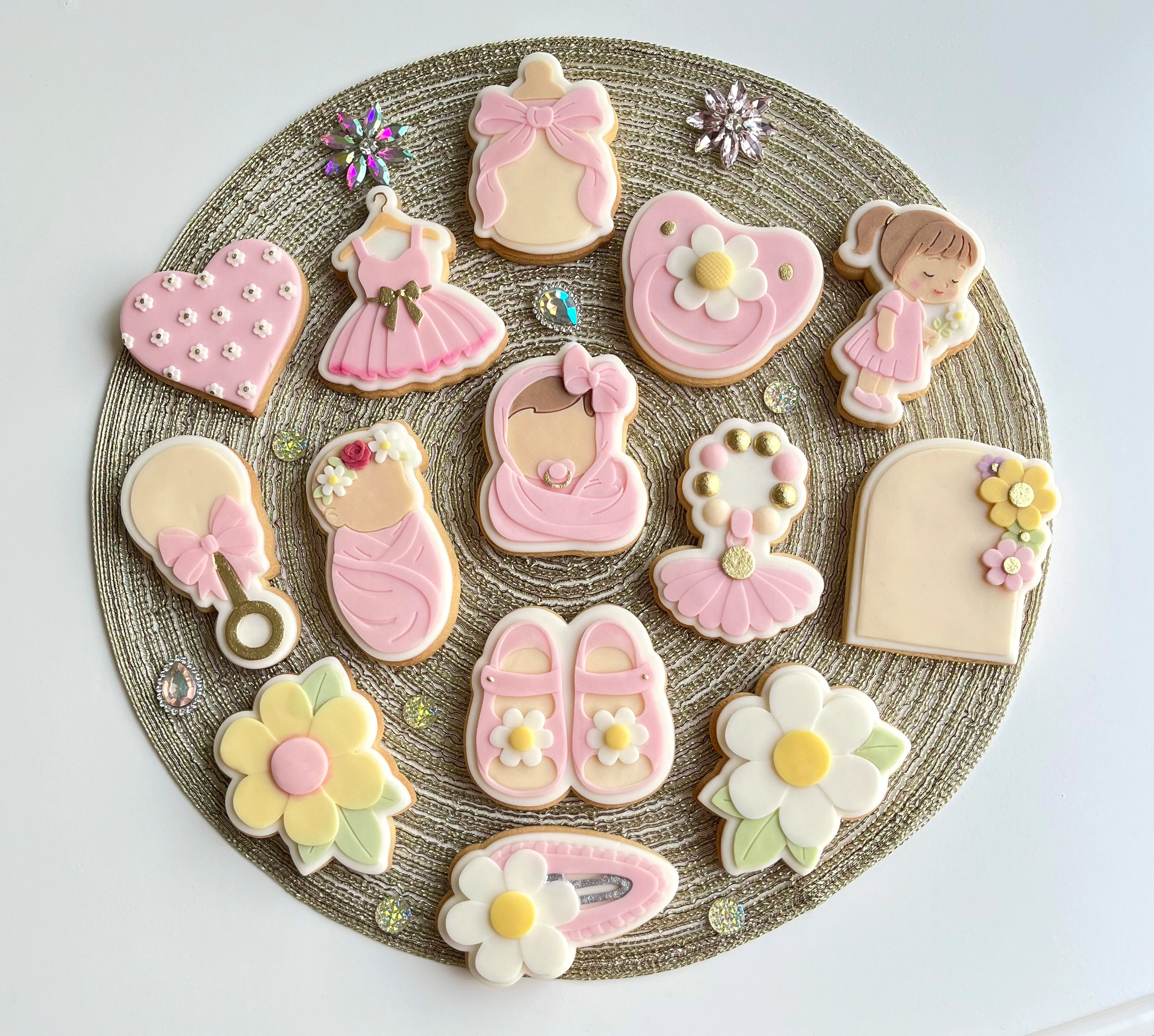 Çiçekli Bebek Konsepti Kurabiye Kalıbı Seti - Baby Shower & Yenidoğan (13 Parça)