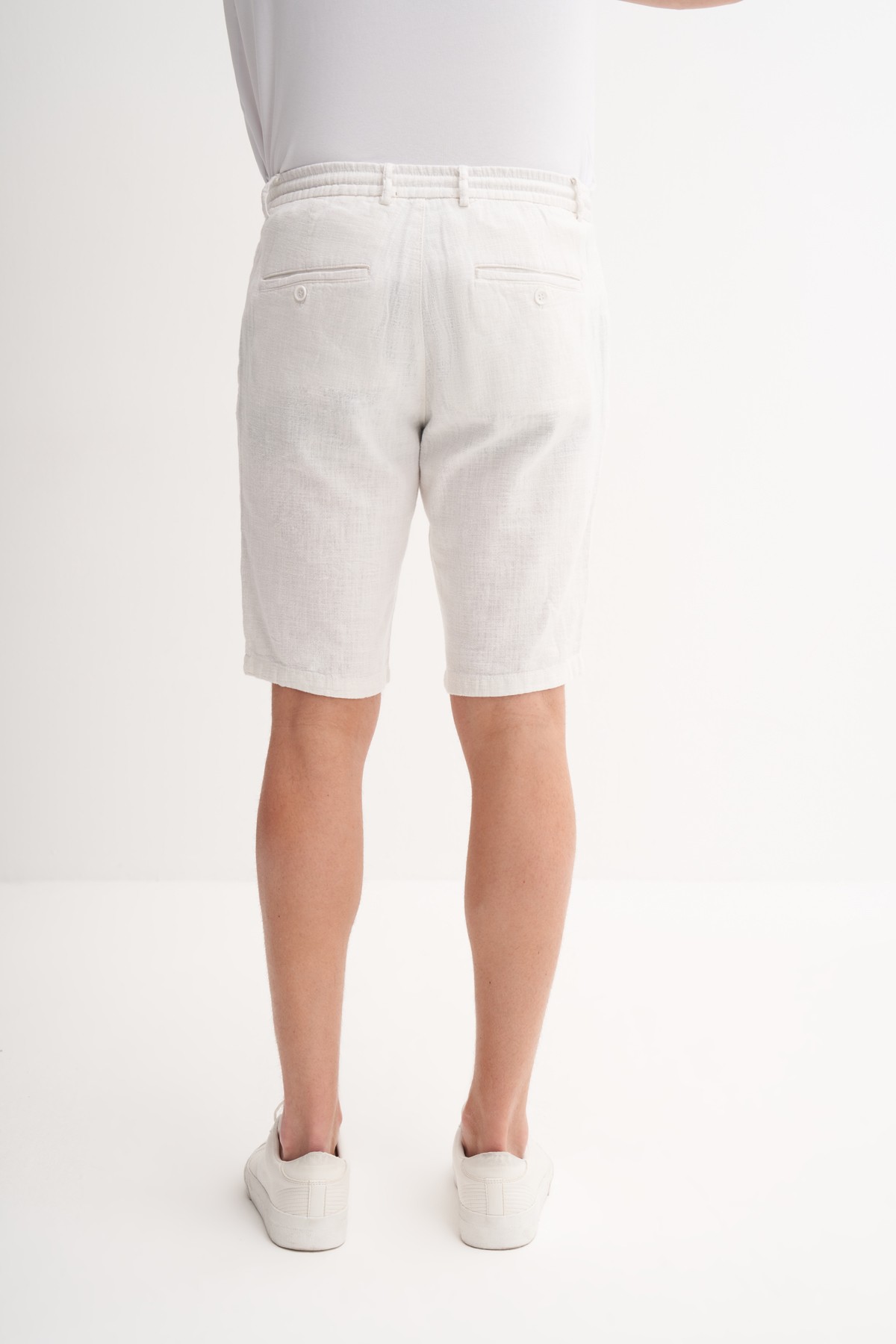 Slim Fit Dar Paça Keten Bermuda Şort 6108