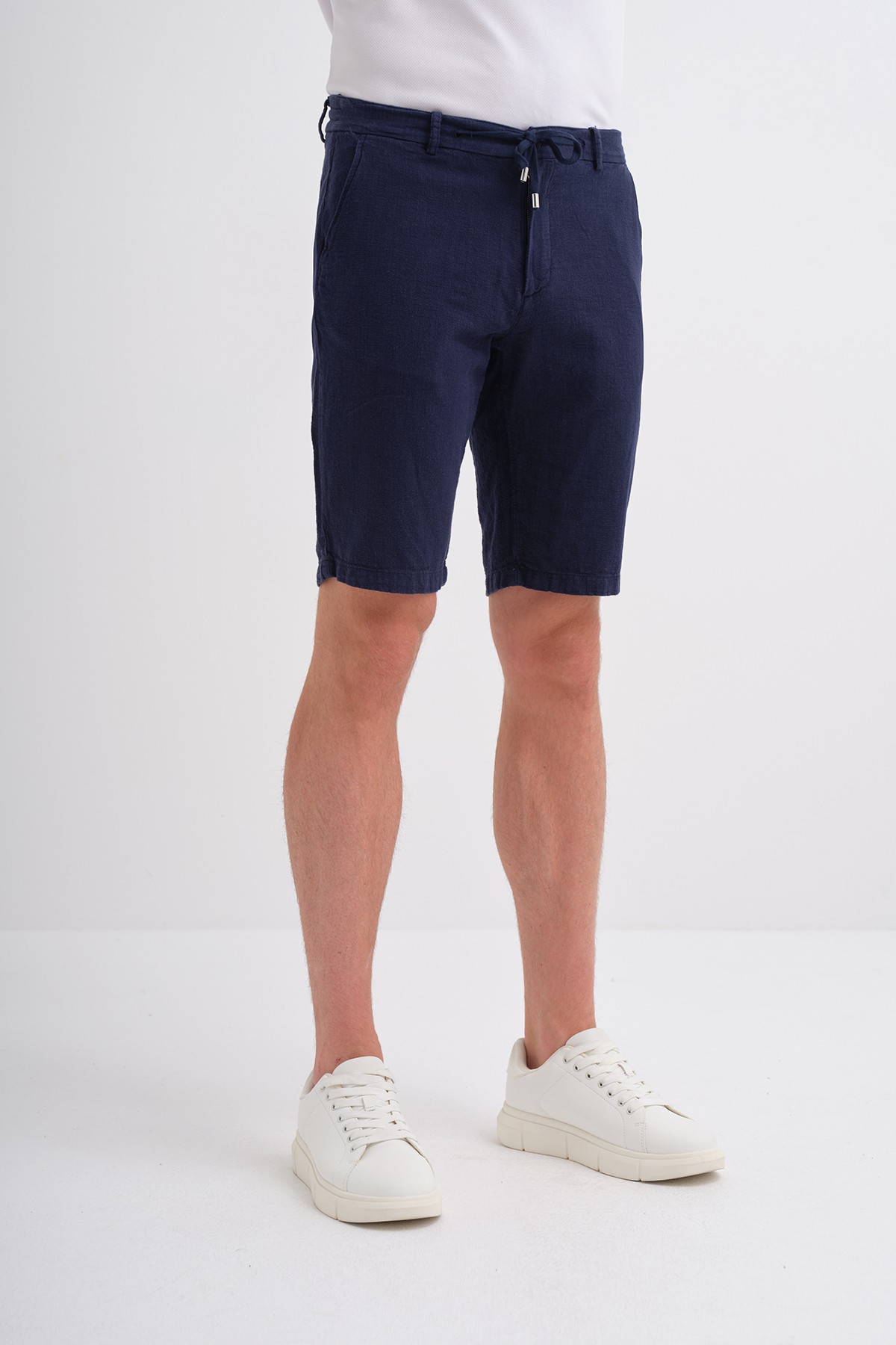 Slim Fit Dar Paça Keten Bermuda Şort 6108 - LACİ