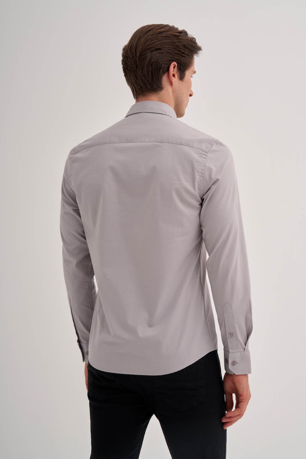 Slim Fit  Dar Kesim Pamuklu Uzun Kol Gömlek 2159