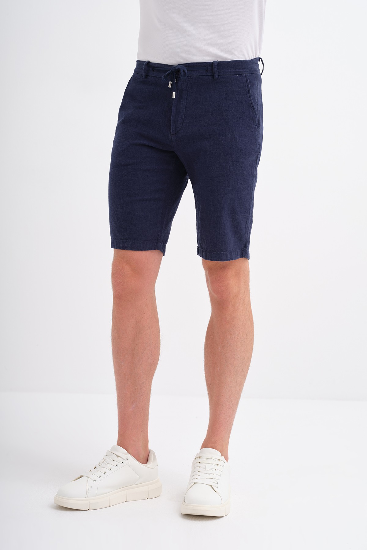 Slim Fit Dar Paça Keten Bermuda Şort 6108 - LACİ