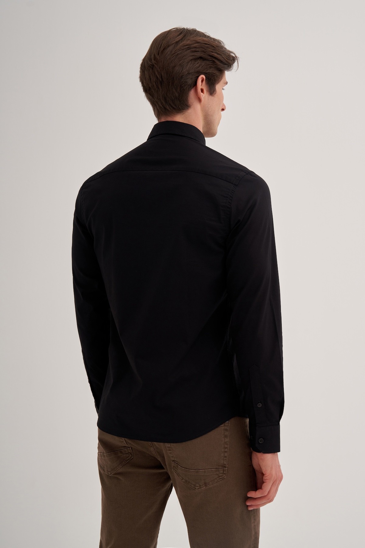 Slim Fit  Dar Kesim Pamuklu Uzun Kol Gömlek 2159
