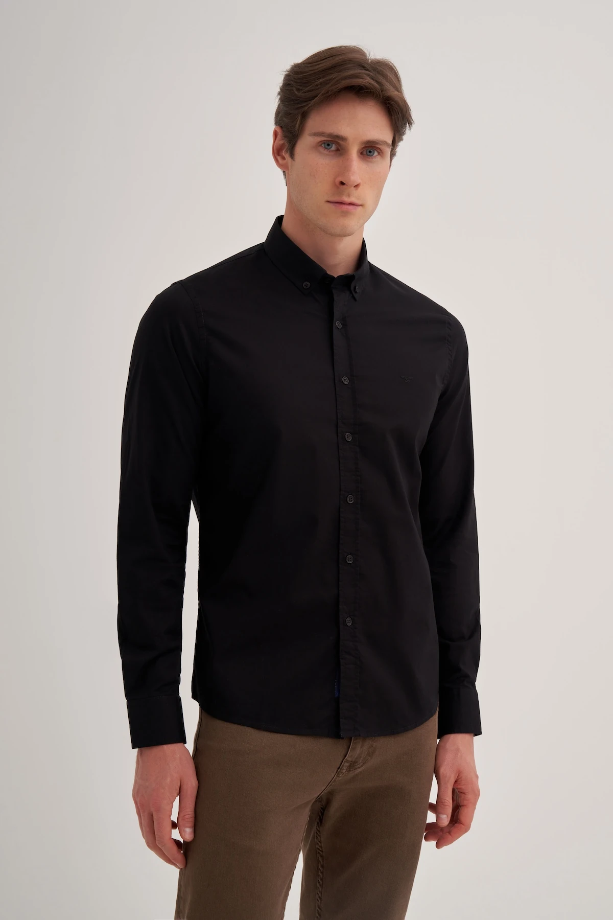 Slim Fit  Dar Kesim Pamuklu Uzun Kol Gömlek 2159