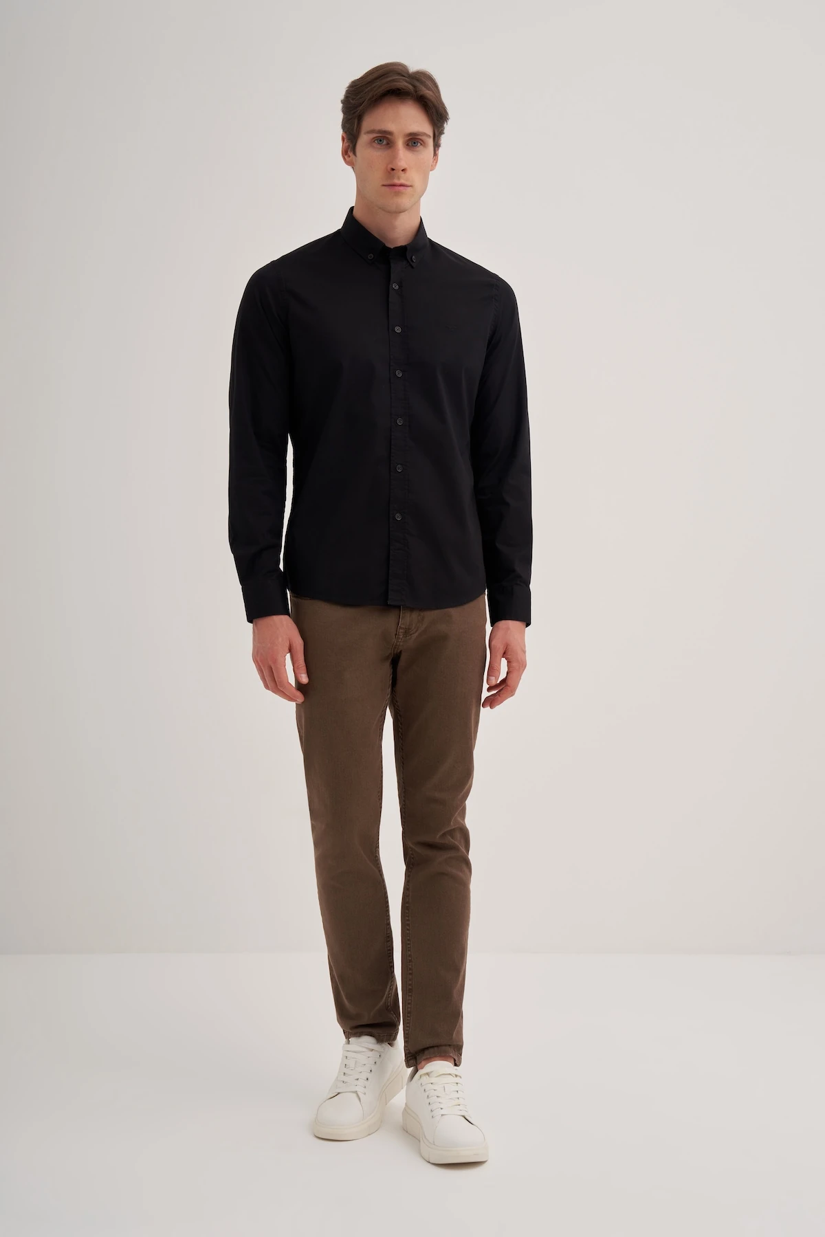 Slim Fit  Dar Kesim Pamuklu Uzun Kol Gömlek 2159