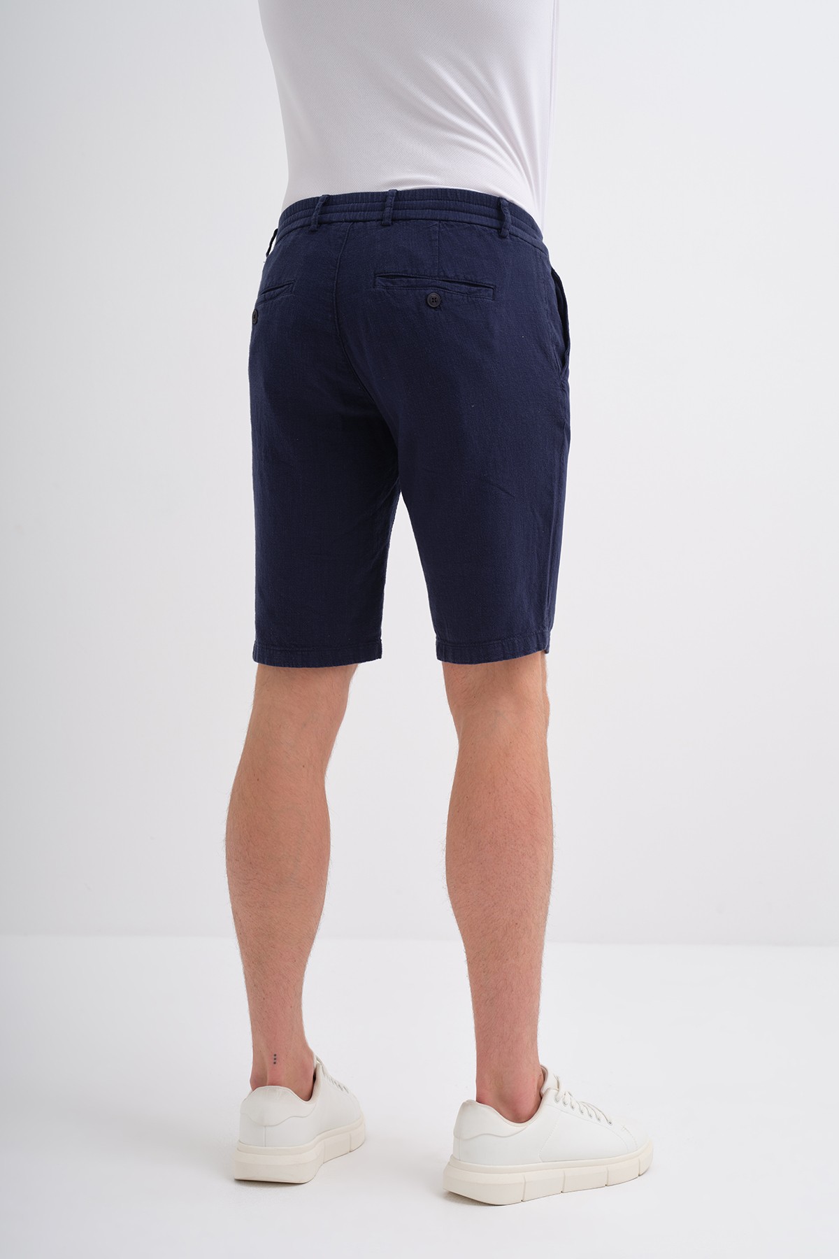 Slim Fit Dar Paça Keten Bermuda Şort 6108 - LACİ