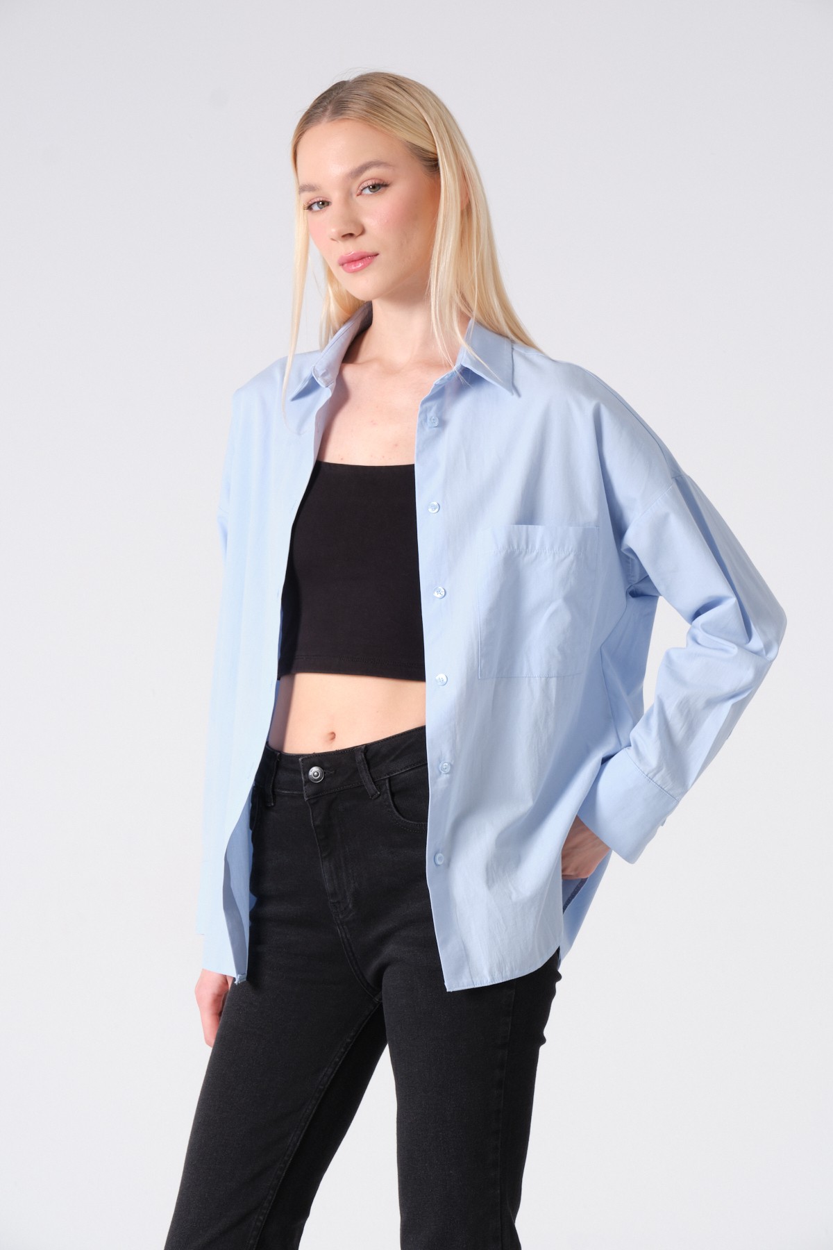 %100 pamuk poplin oversize gömlek
