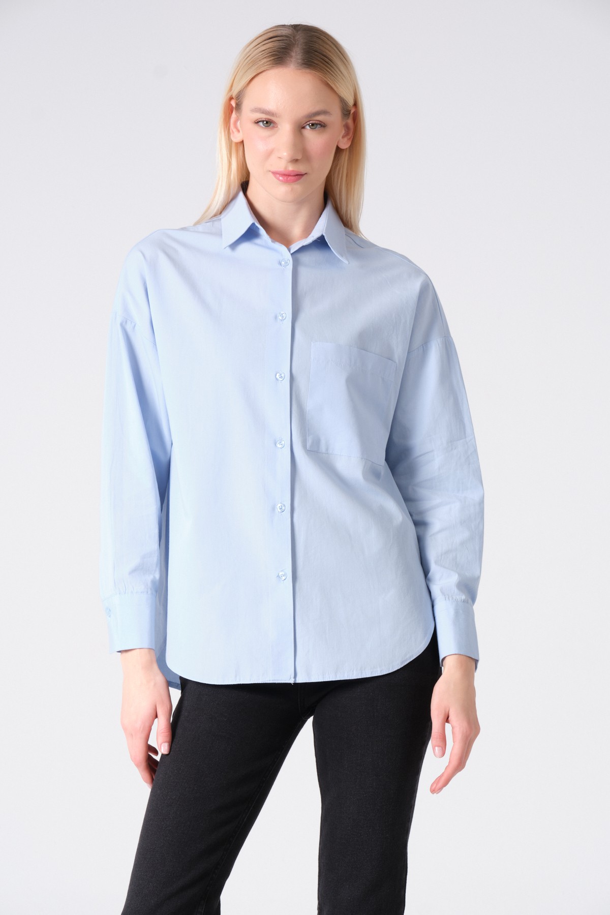 %100 pamuk poplin oversize gömlek