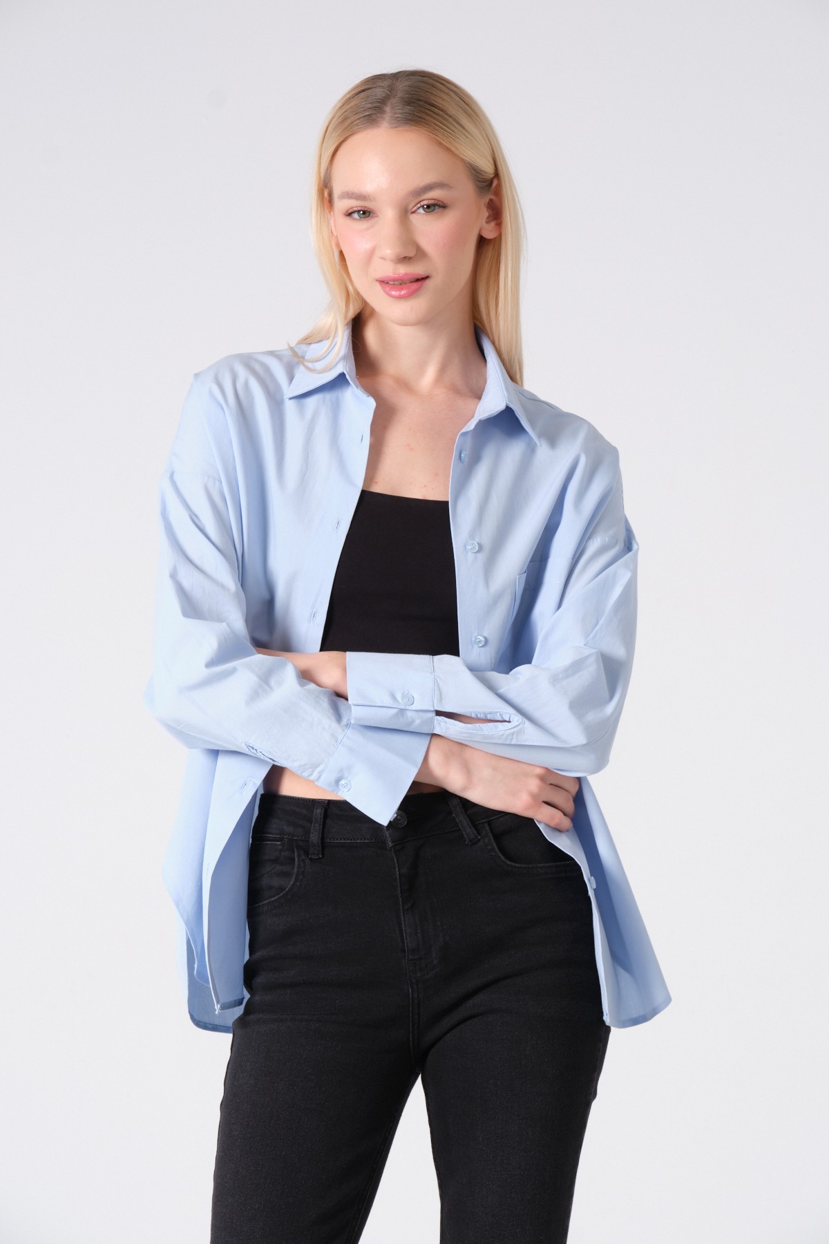 %100 pamuk poplin oversize gömlek