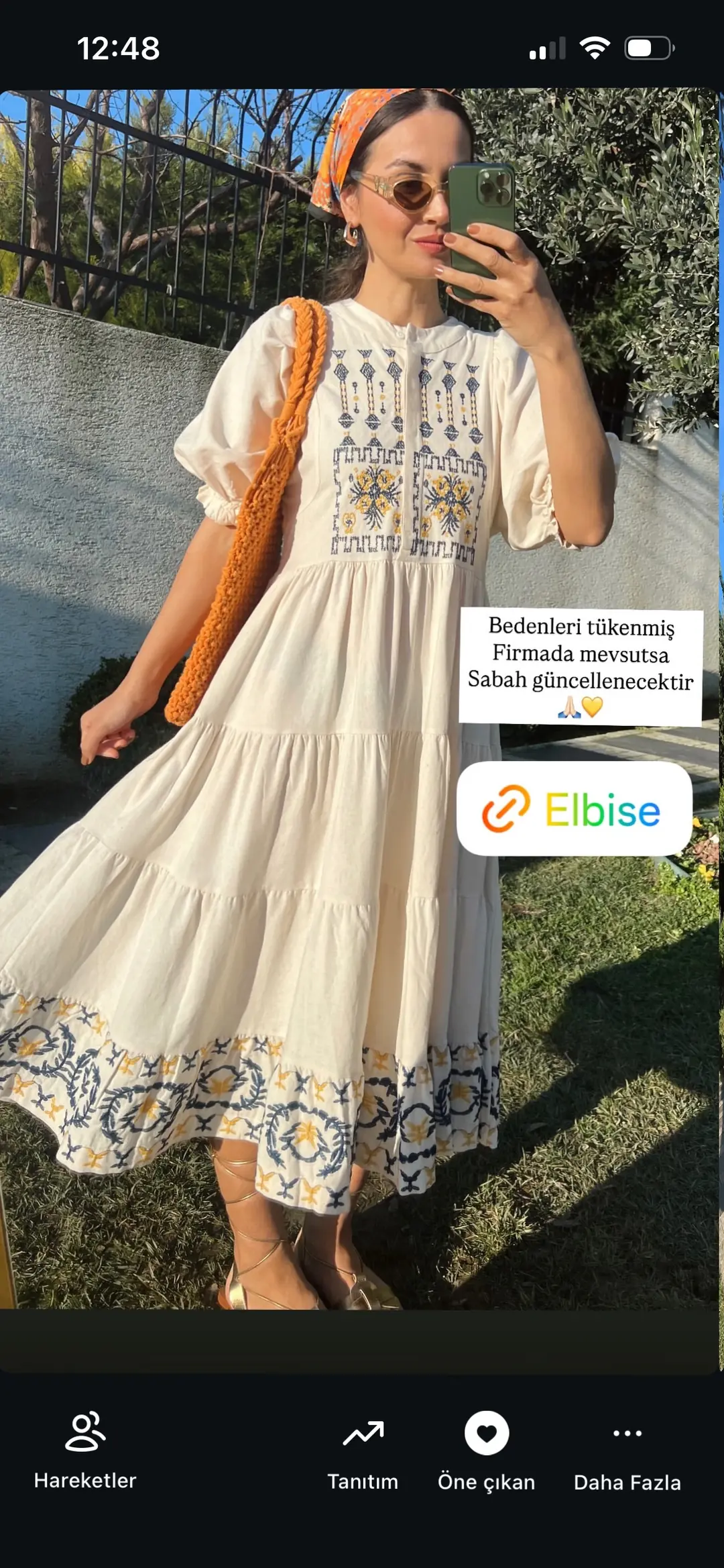 Nakış İşlemeli Midi Elbise