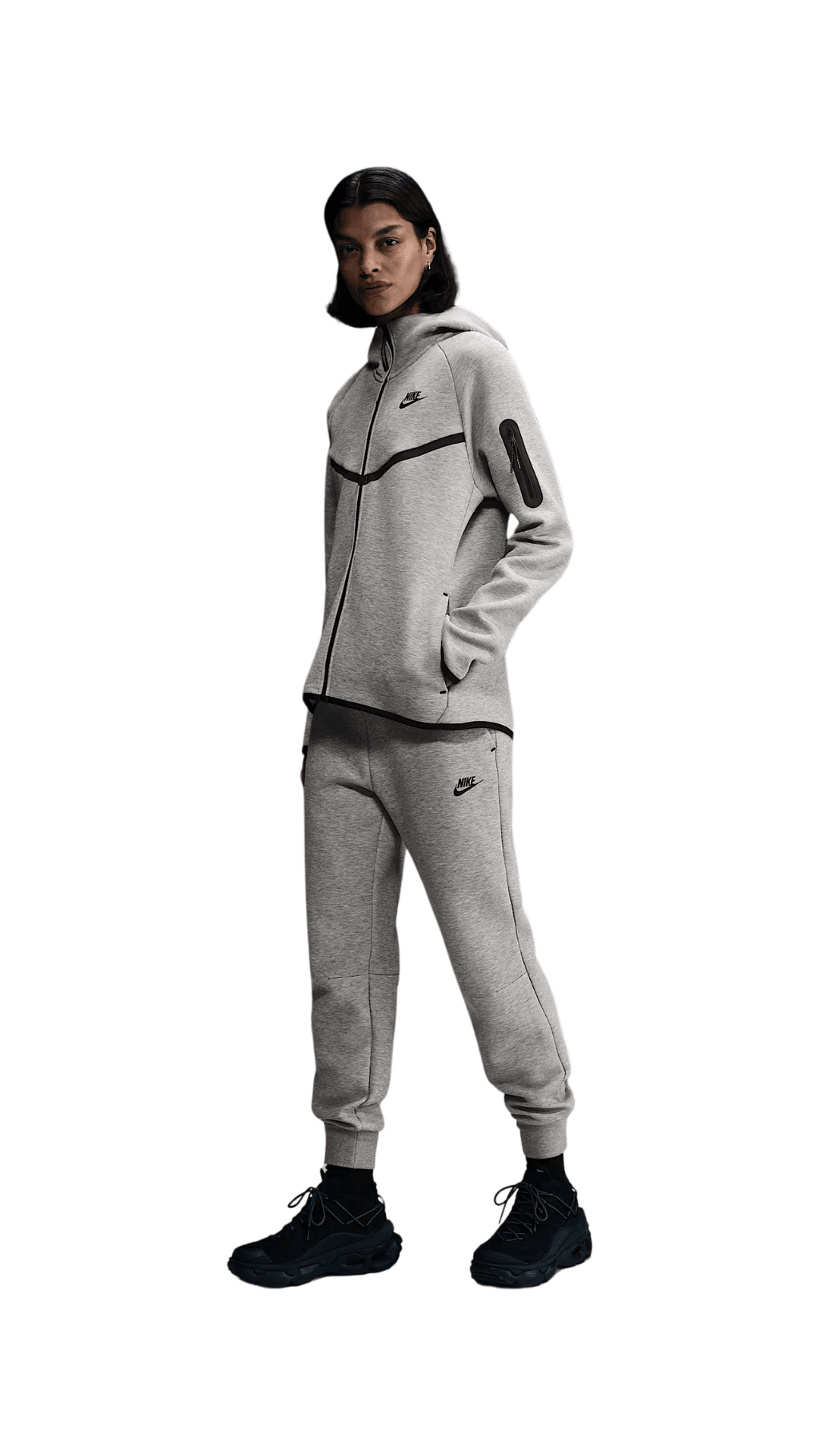 Kadın Tech Fleece  Takım Siyah Gri 