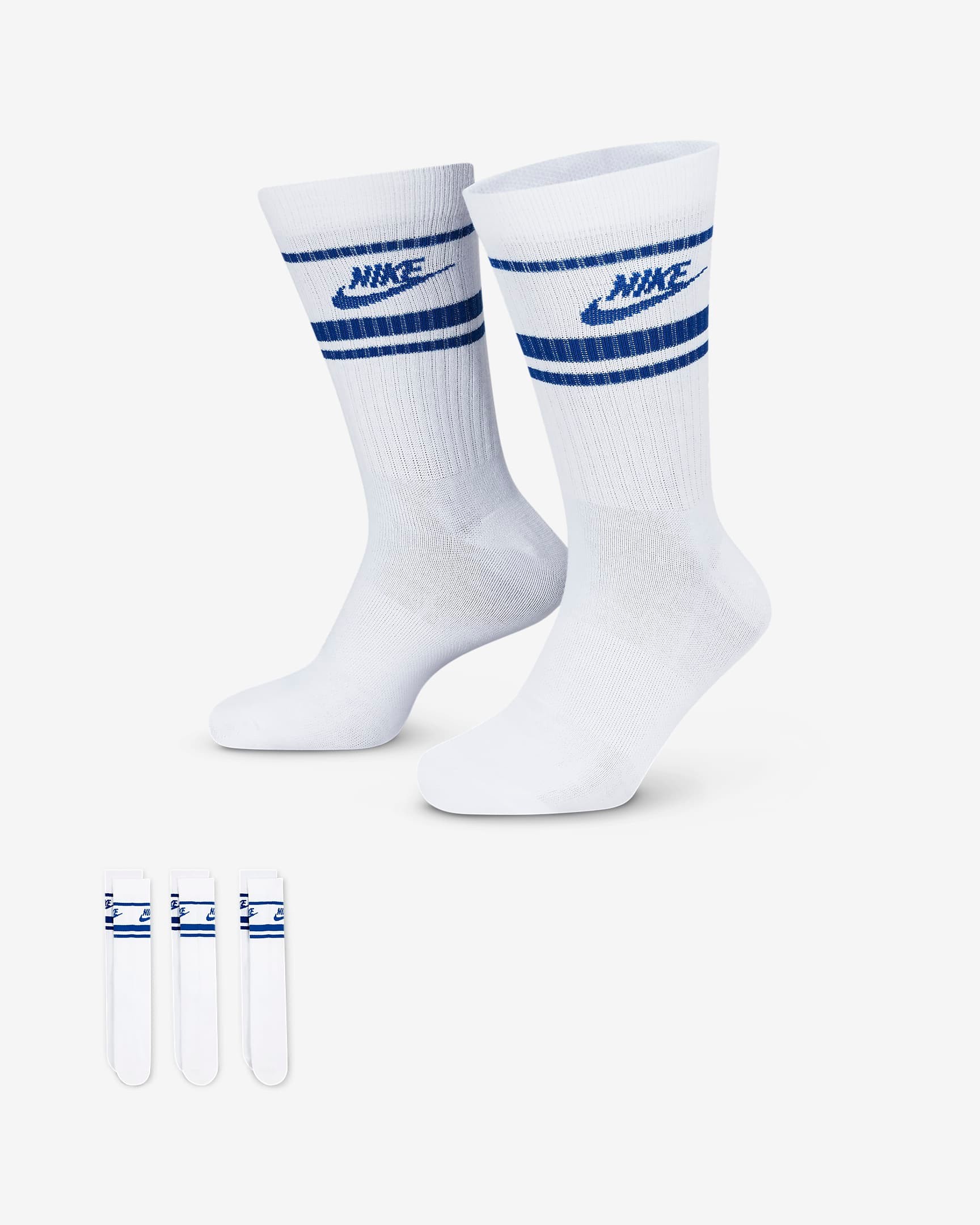 Sportswear Dri-FIT Everyday Essential Crew Çoraplar (3 Çift) - Mavi