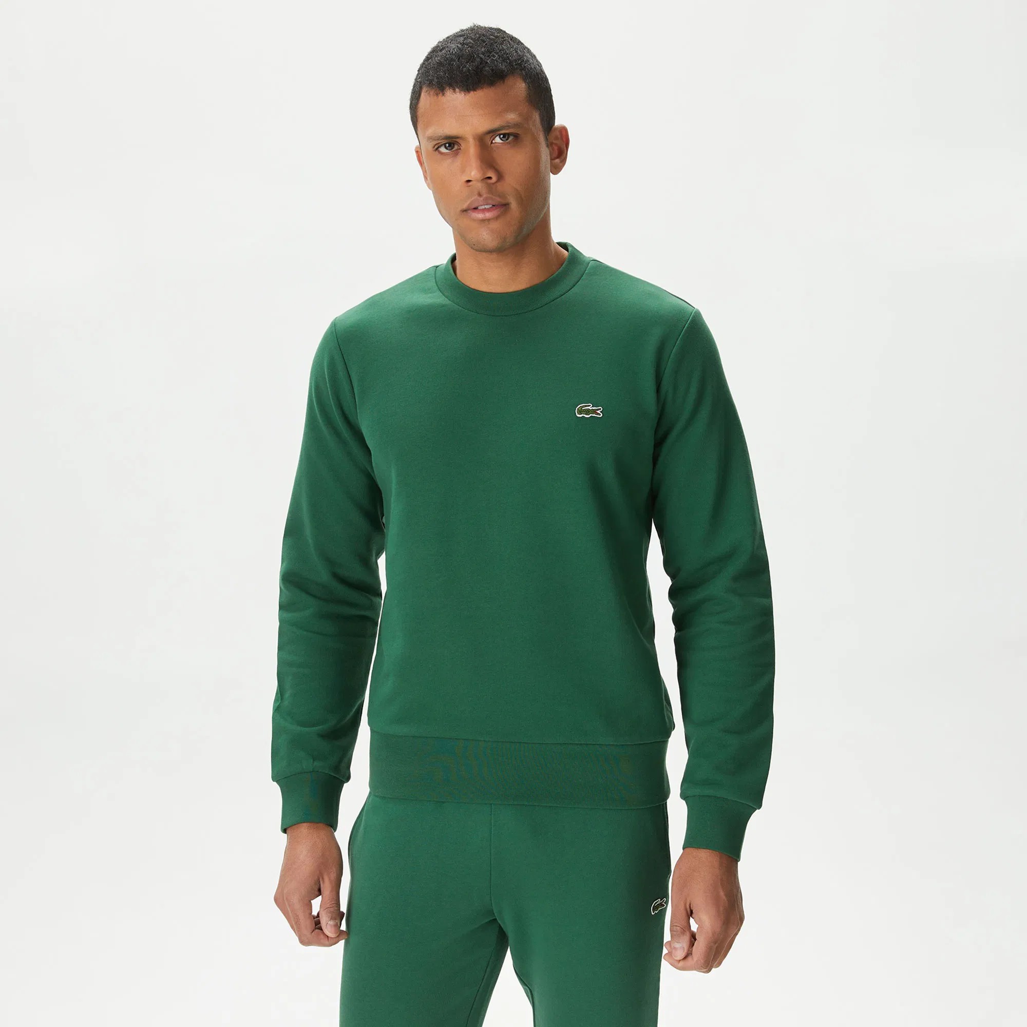 Classic Fit Bisiklet Yaka Organik Pamuk Sweatshirt - Yeşil