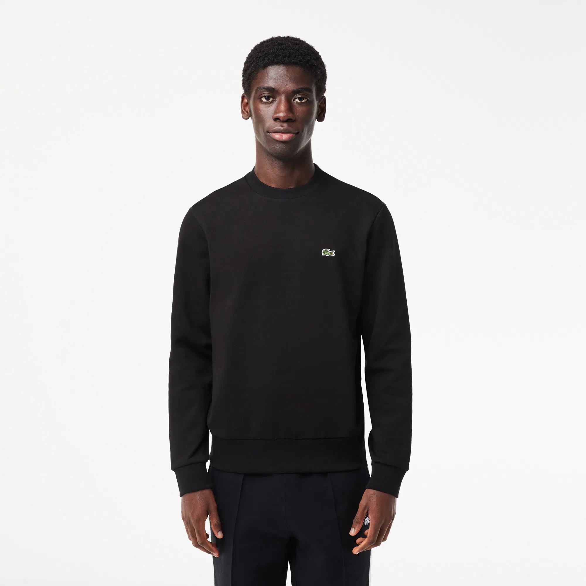Classic Fit Bisiklet Yaka Organik Pamuk Sweatshirt - Siyah