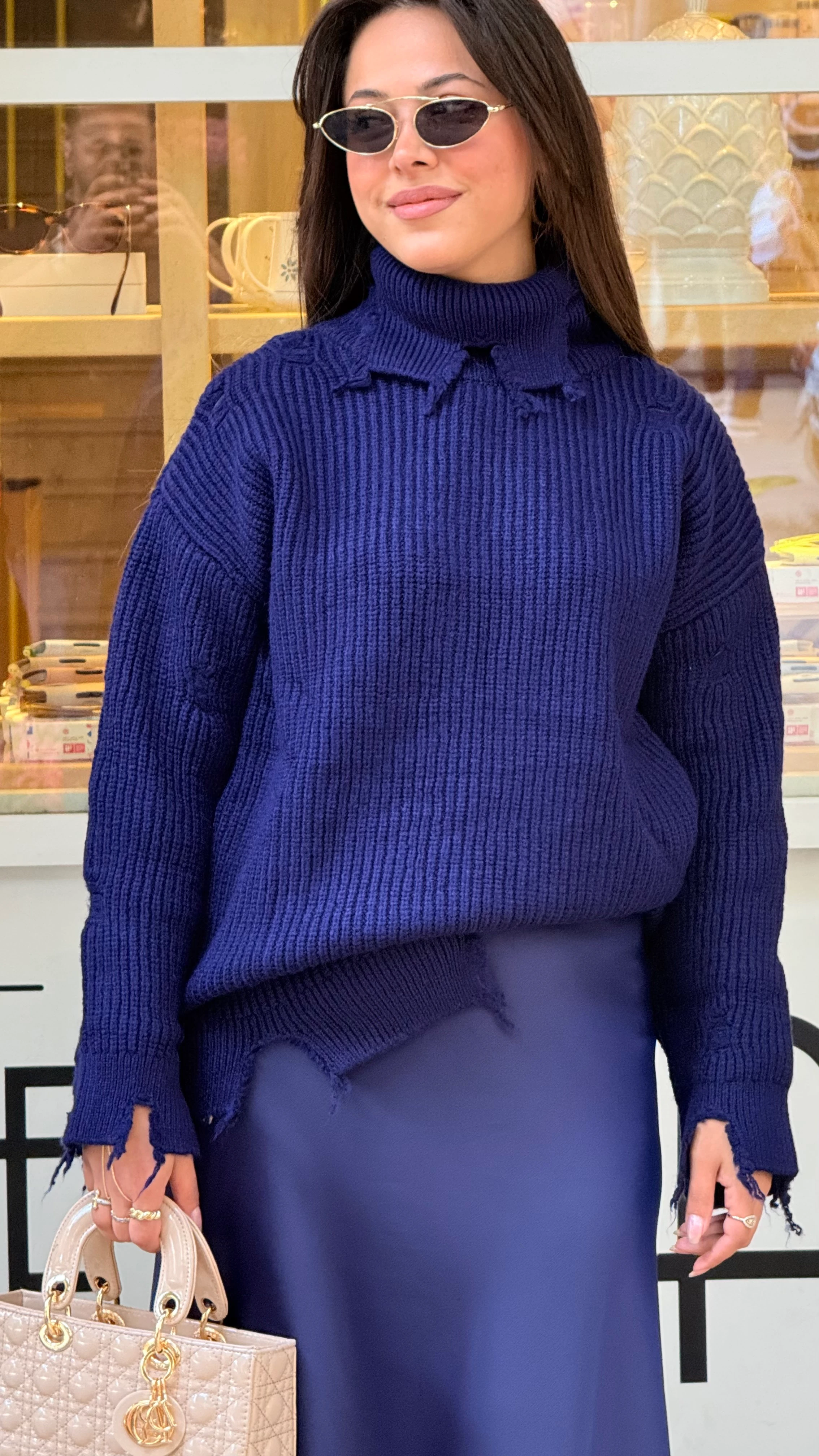 Yırtık Detay Triko Kazak