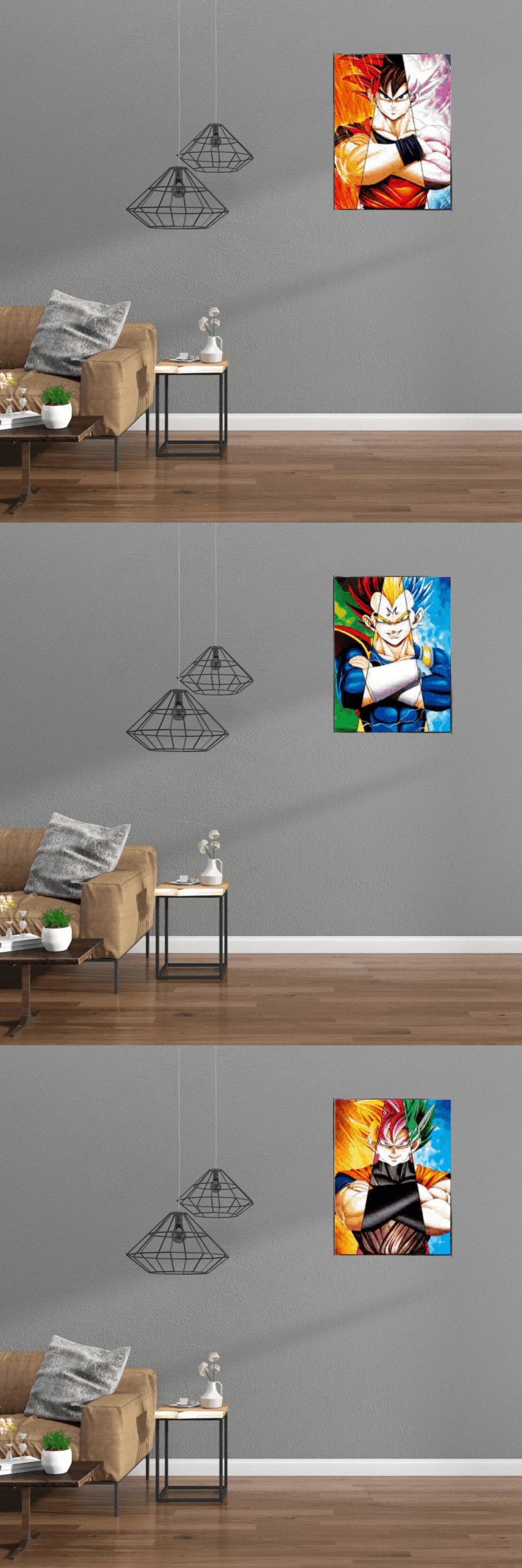 3D Triple Transition Goku I Vegeta Dragon Ball Z Lenticular Poster