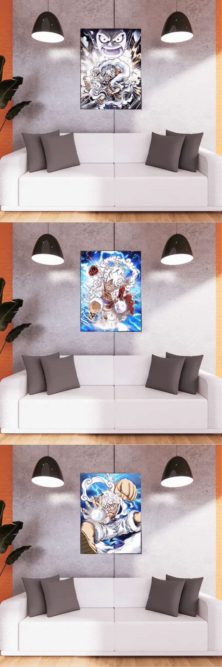 3D Triple Transition Luffy One Piece Lenticular Poster