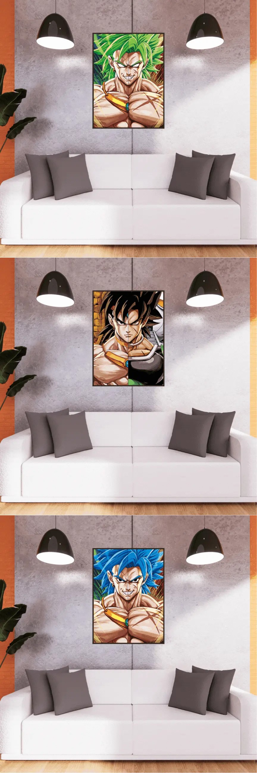 3D Triple Transition Goku I Broly Dragon Ball Z Lenticular Poster