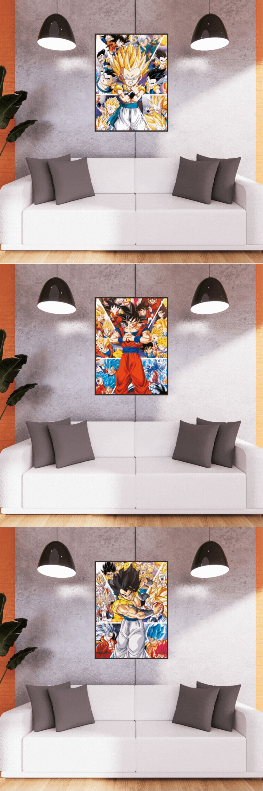 3D Triple Transition Goku I Vegeta Dragon Ball Z Lenticular Poster