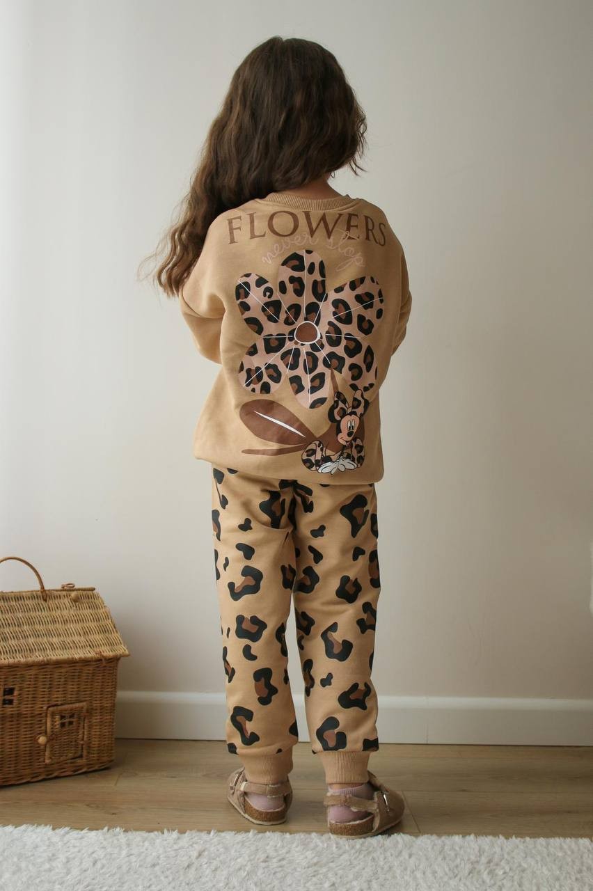 Leopar Temalı 3 iplik Takım