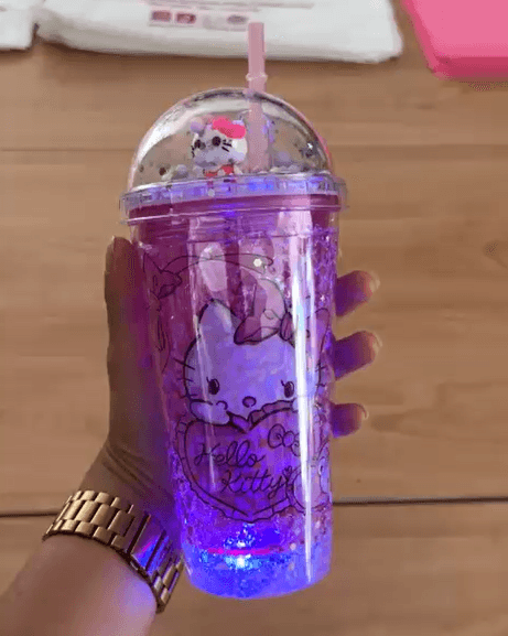 Hello Kitty Desenli Işıklı Bardak