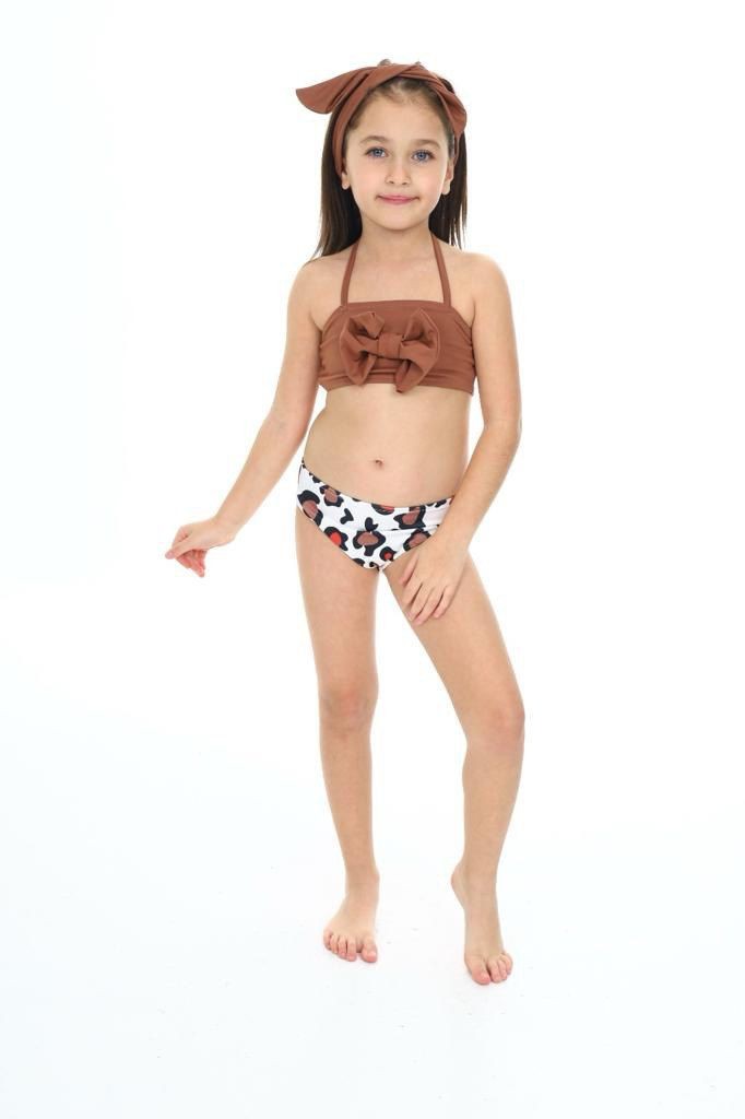 Leopar Desenli Fiyonklu Bikini Set
