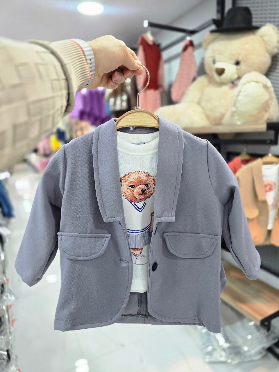 Blazer Ceketli Etekli Üçlü Takım