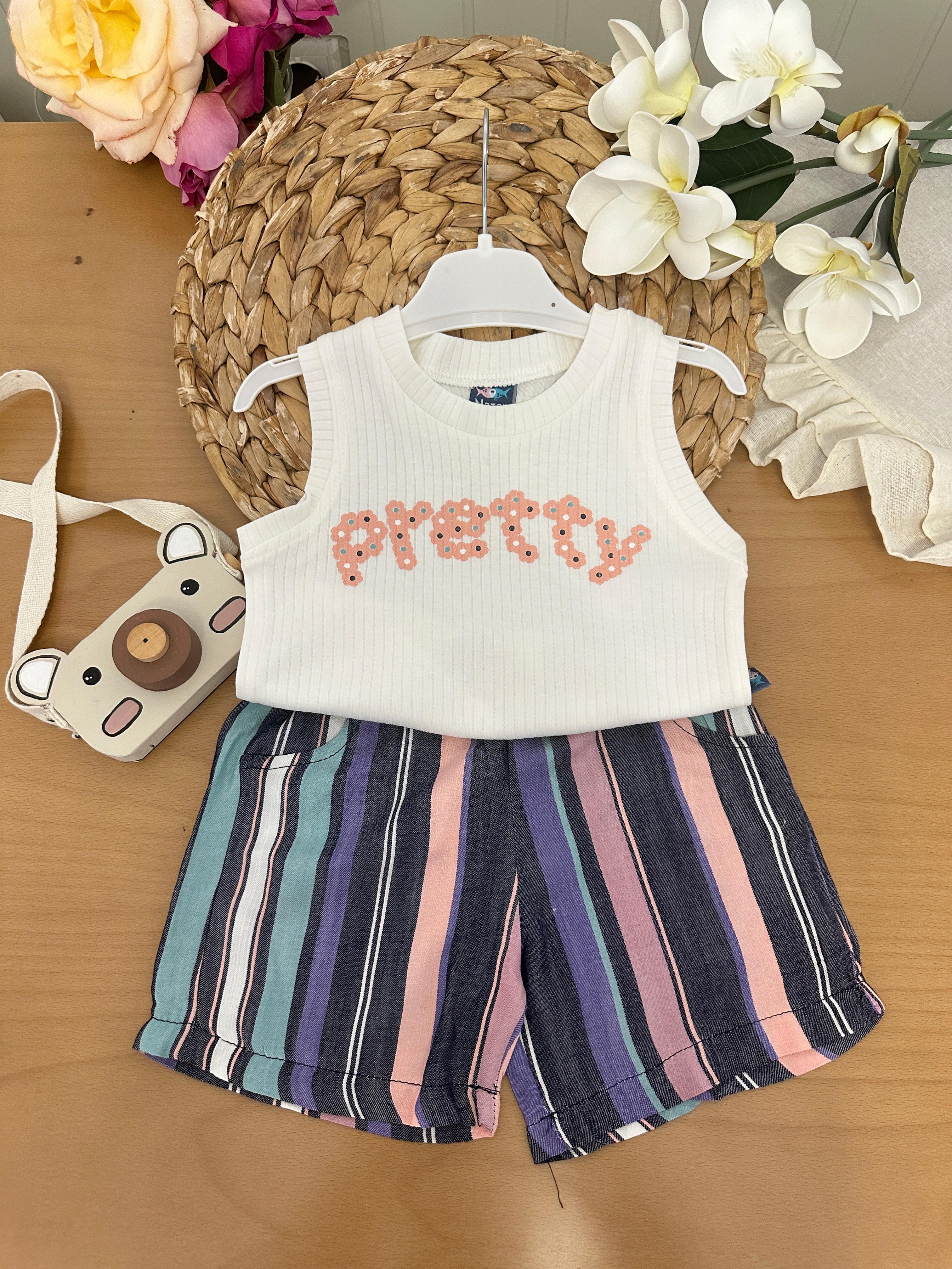 Pretty Baskılı Şort Takım