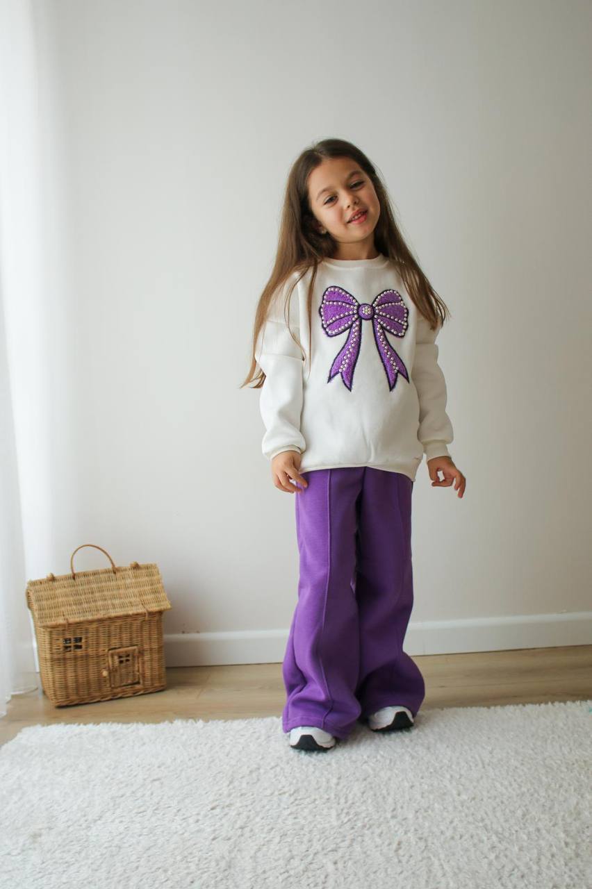 İnci Fiyonk Baskılı 3 İplik Şardonlu Takım