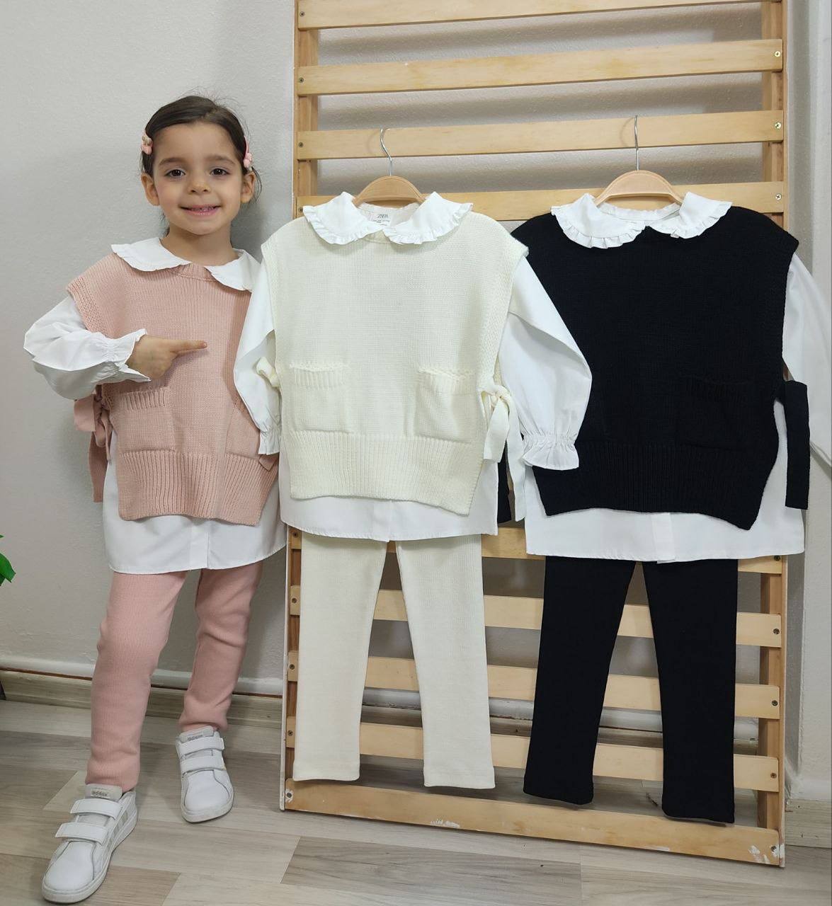 Gömlekli Triko Yan Bağlama Detaylı Takım