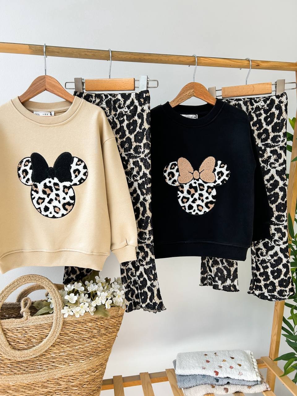 Leopar Desen Minnie Detay Alt Üst Takım
