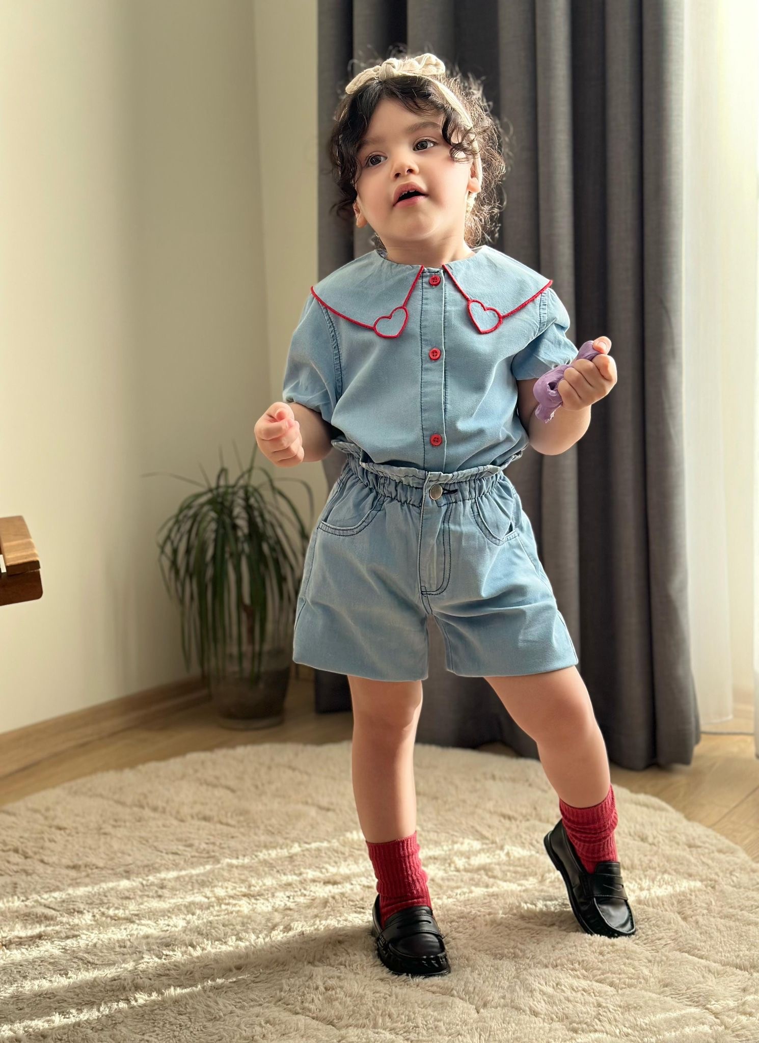 Kalp Nakışlı Alt Üst Kot Takım