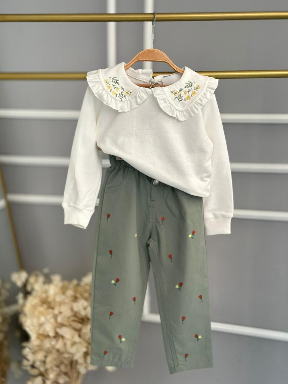 Yaka Detaylı Pantolon Takım