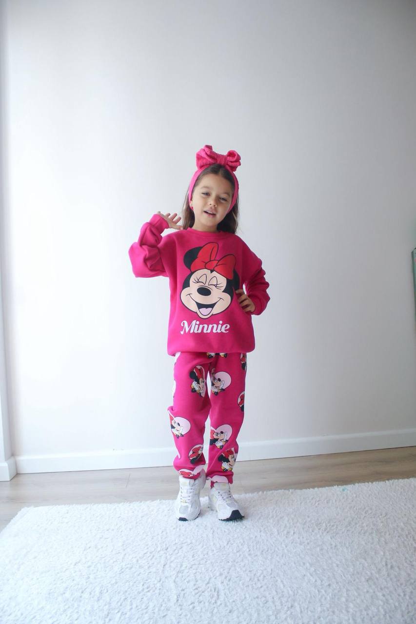 Sevimli Minnie 3 İp Şardonlu Alt Üst Takım