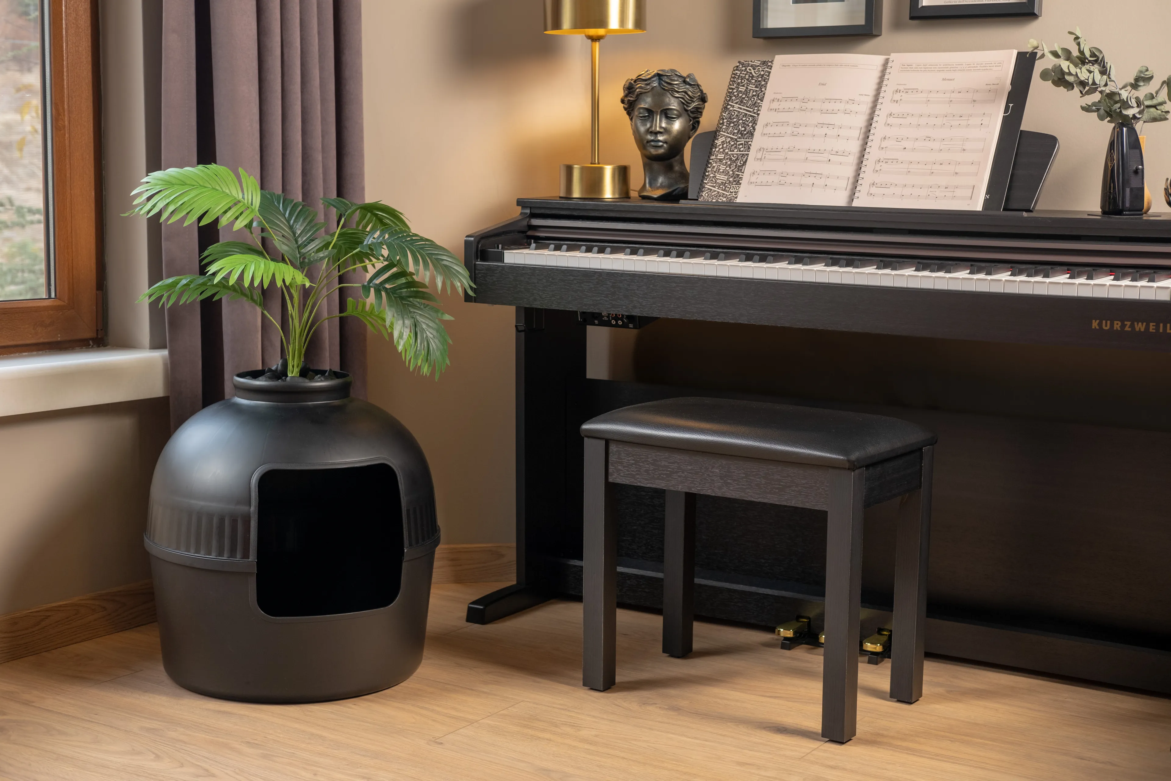 Dekoratif Kedi Tuvaleti/Evi Siyah