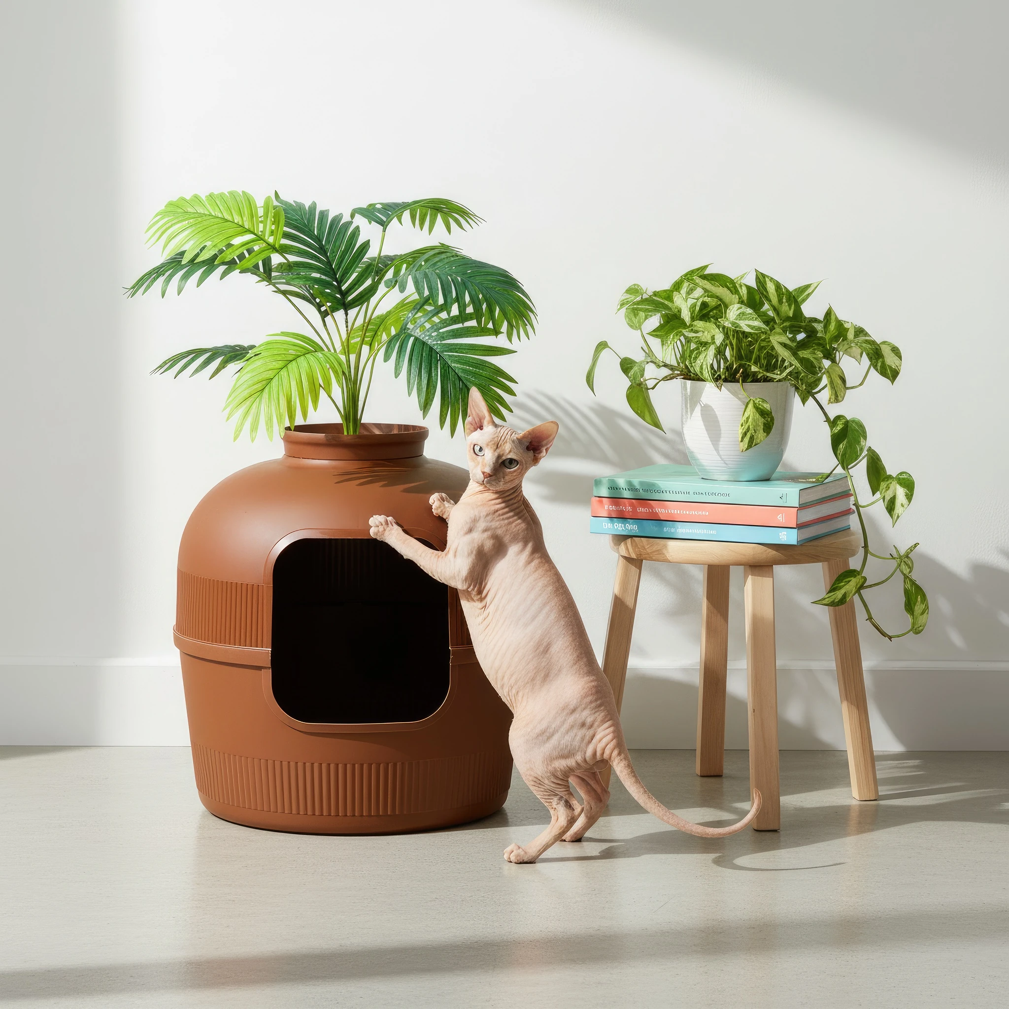 Dekoratif Kedi Tuvaleti/Evi Kahverengi