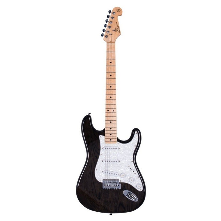 SX Stratocaster Elektro Gitar (Trans Black)